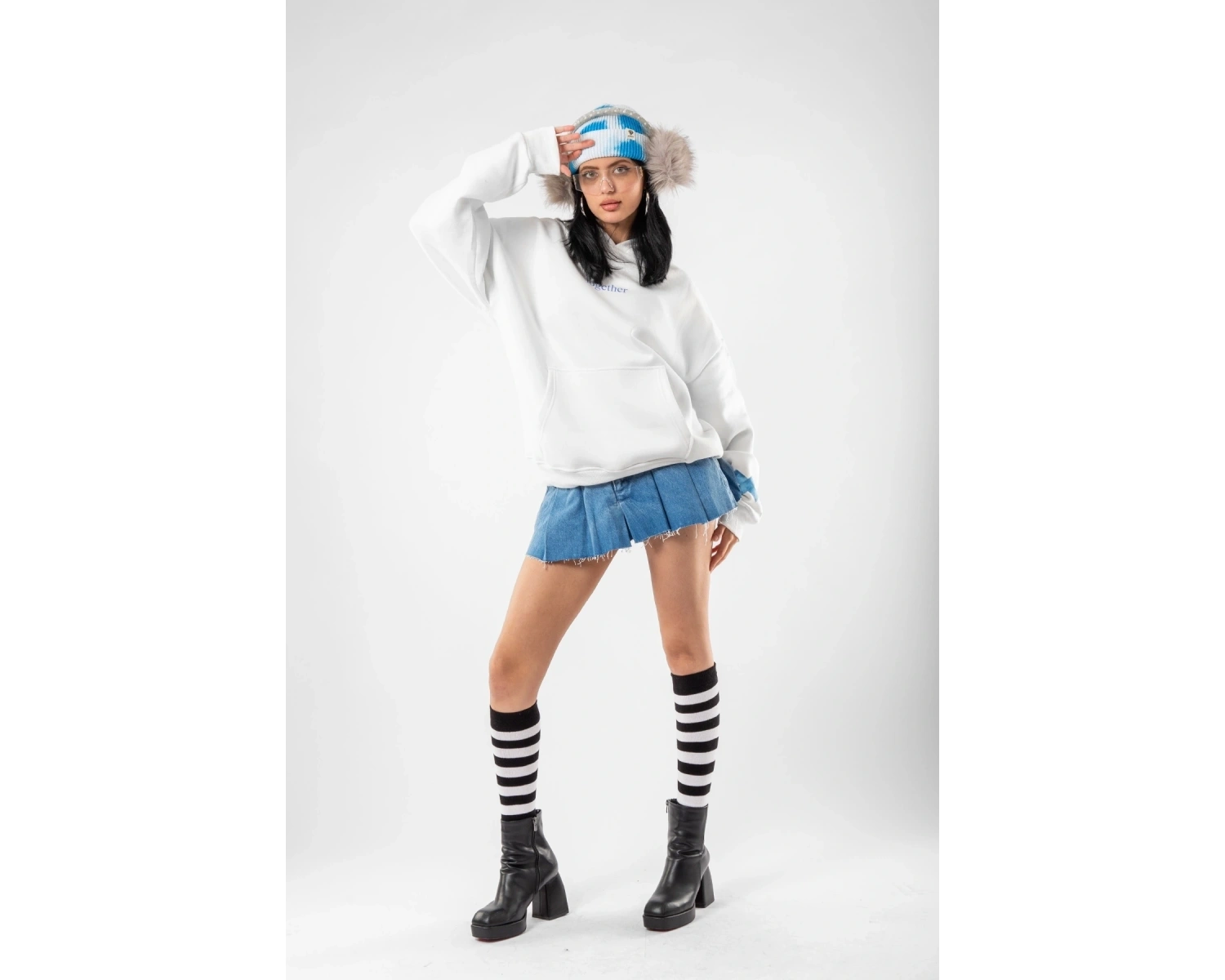 Together Baskılı Oversize Unisex Beyaz