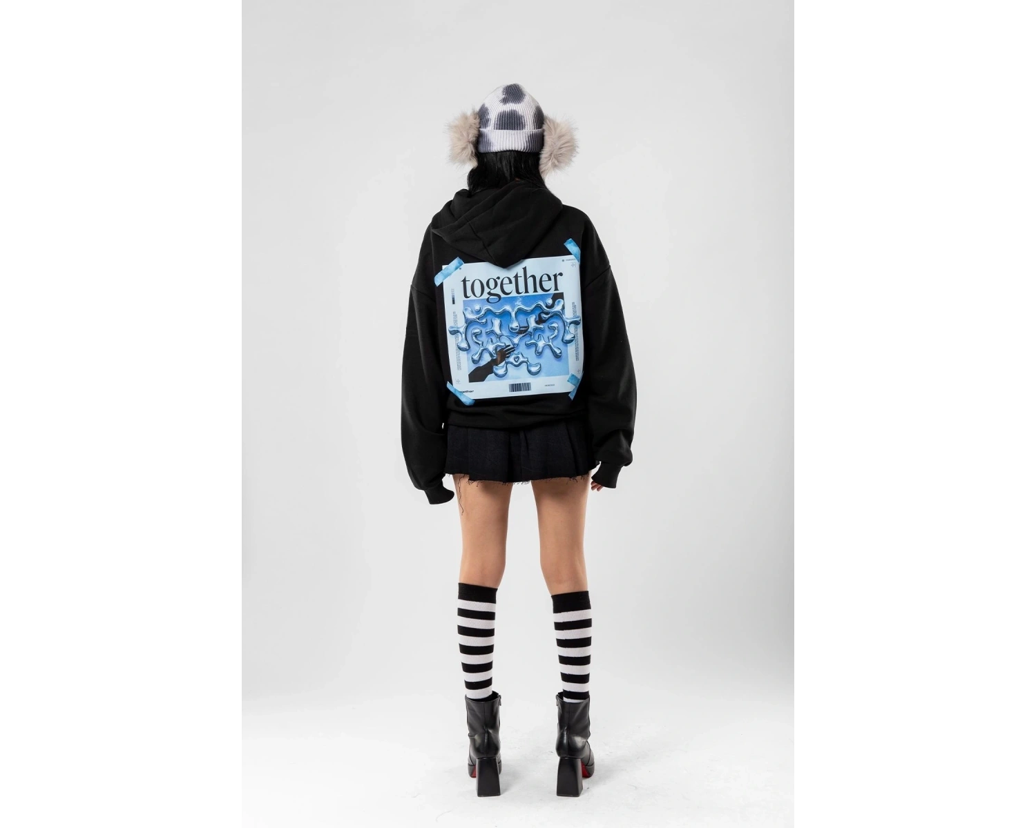 Together Baskılı Oversize Unisex Beyaz