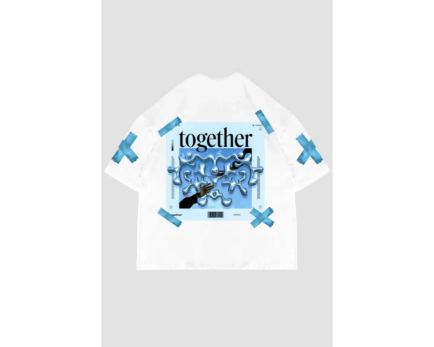 Together Sırt Baskılı Oversize Unisex Beyaz