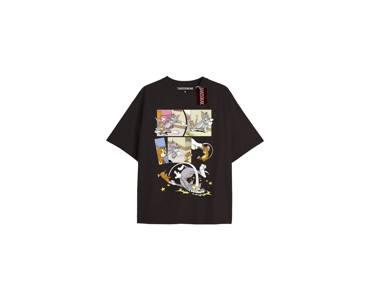 Tom And Jerry Cartoons Unisex Siyah T-shirt