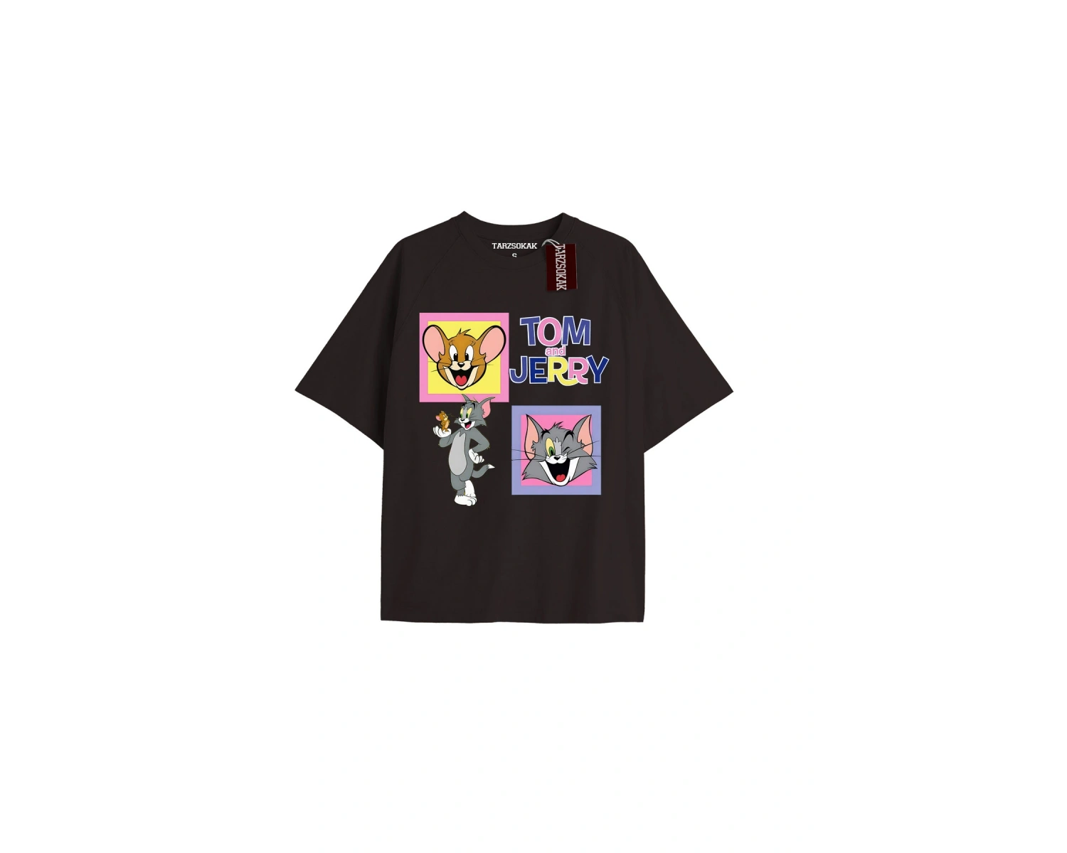 Tom And Jerry Cartoons Unisex Siyah T-shirt