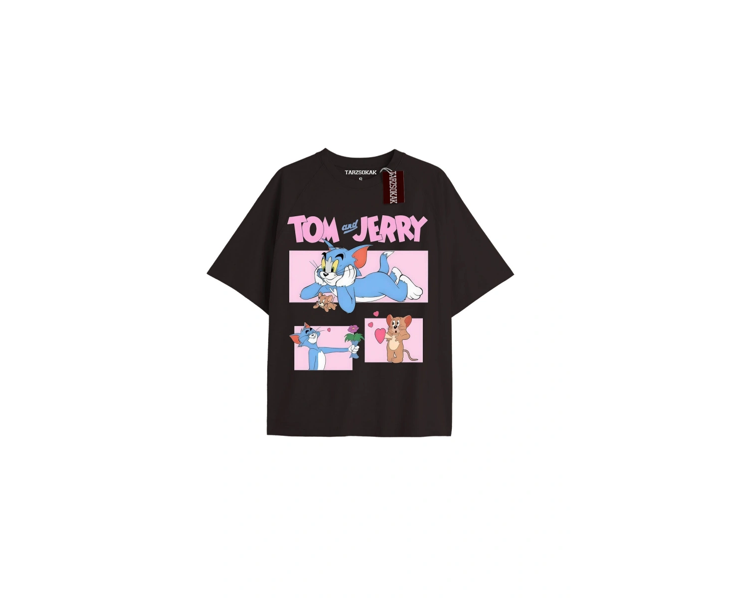 Tom And Jerry Cartoons Unisex Siyah T-shirt