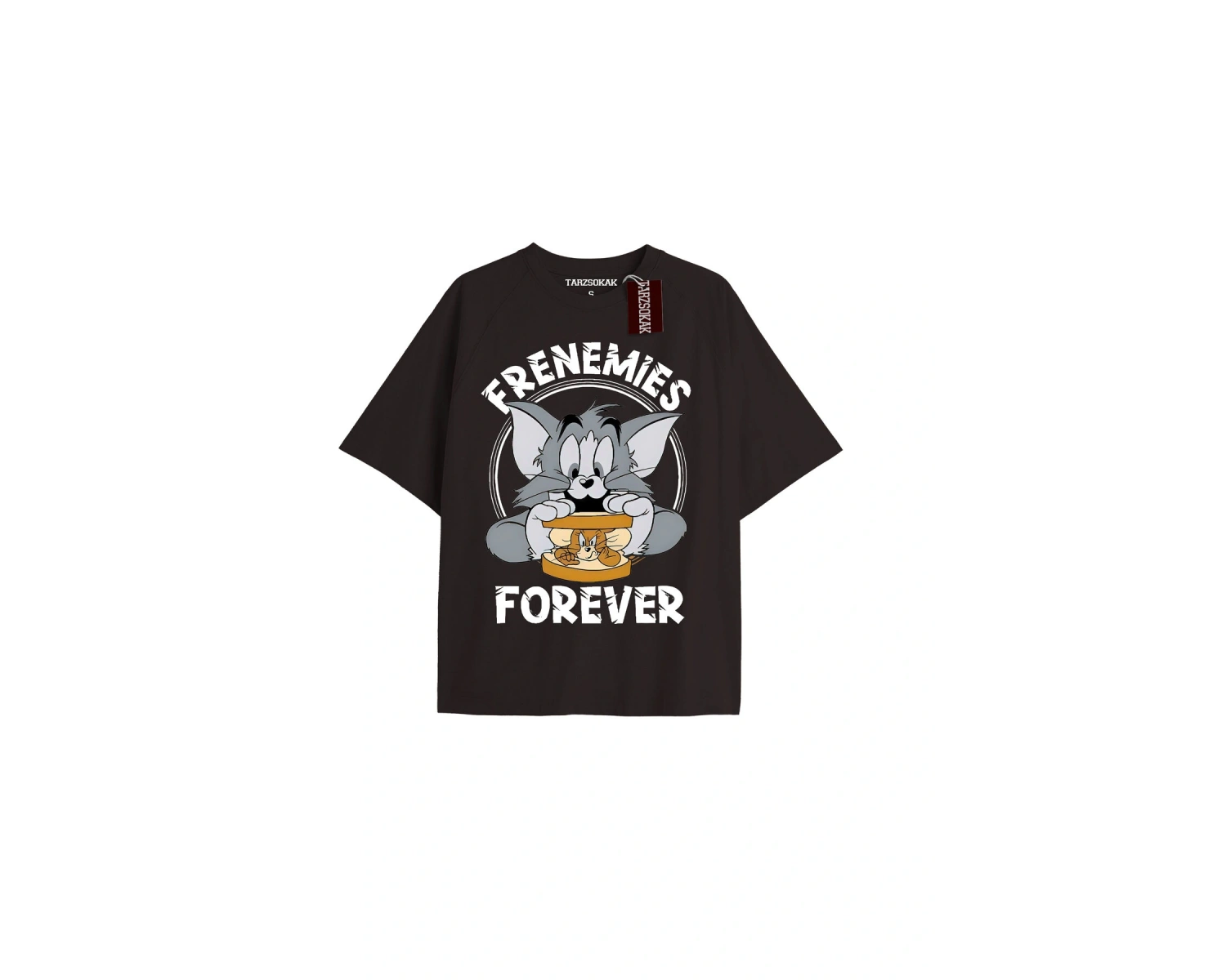 Tom And Jerry Cartoons Unisex Siyah T-shirt