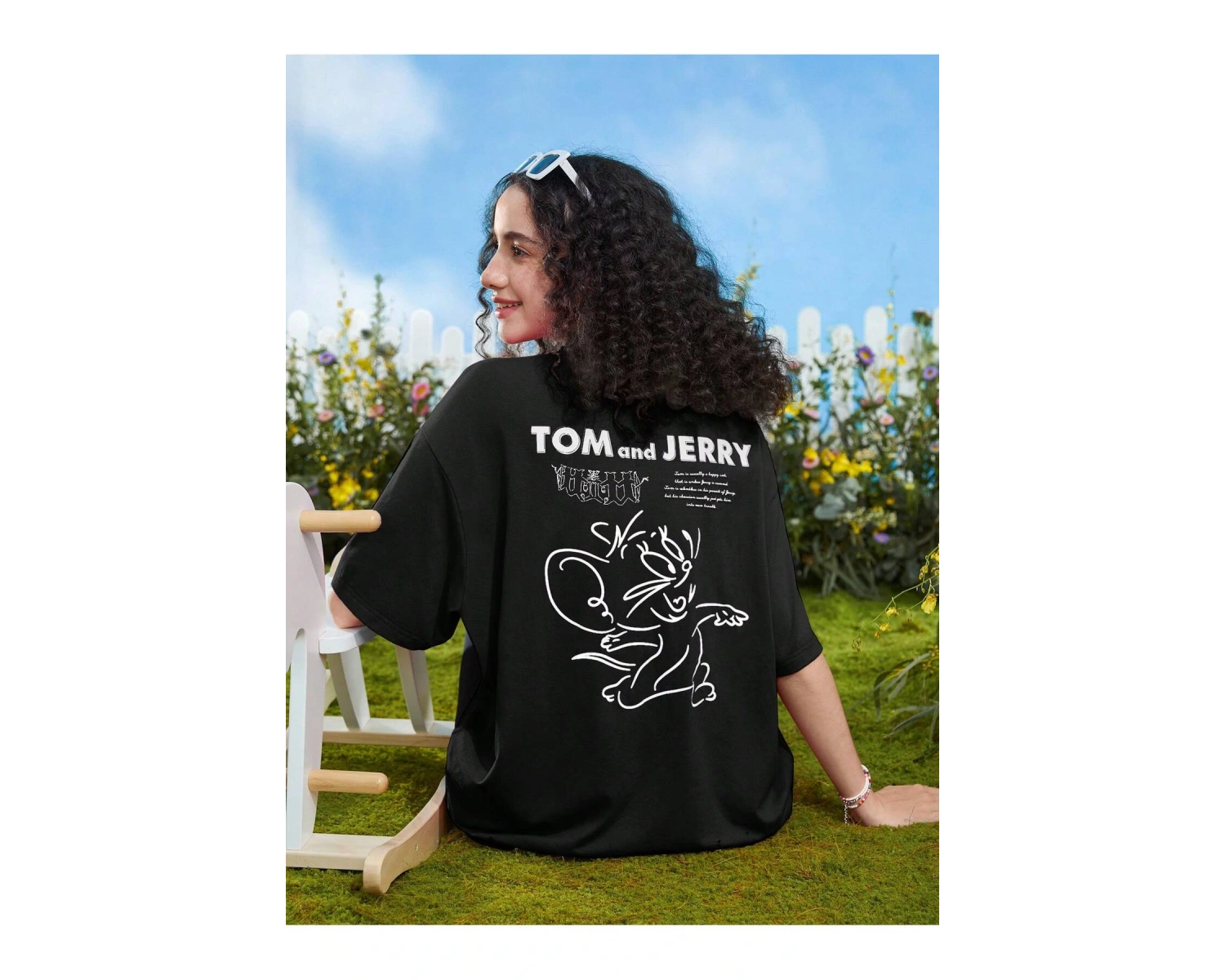 TOM & JERRY X Kadın Loose Fit Karikatür Desen Baskılı Tişört