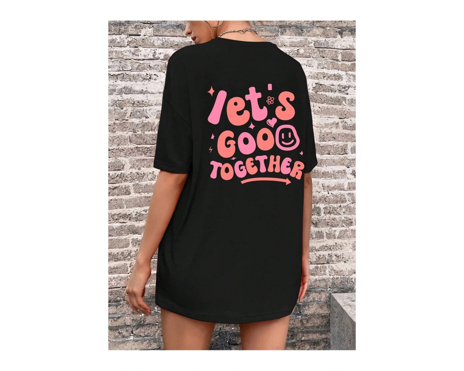 TOM & JERRY X Sloganlı ve Karikatür Grafikli Düşük Omuzlu Oversize Tişört