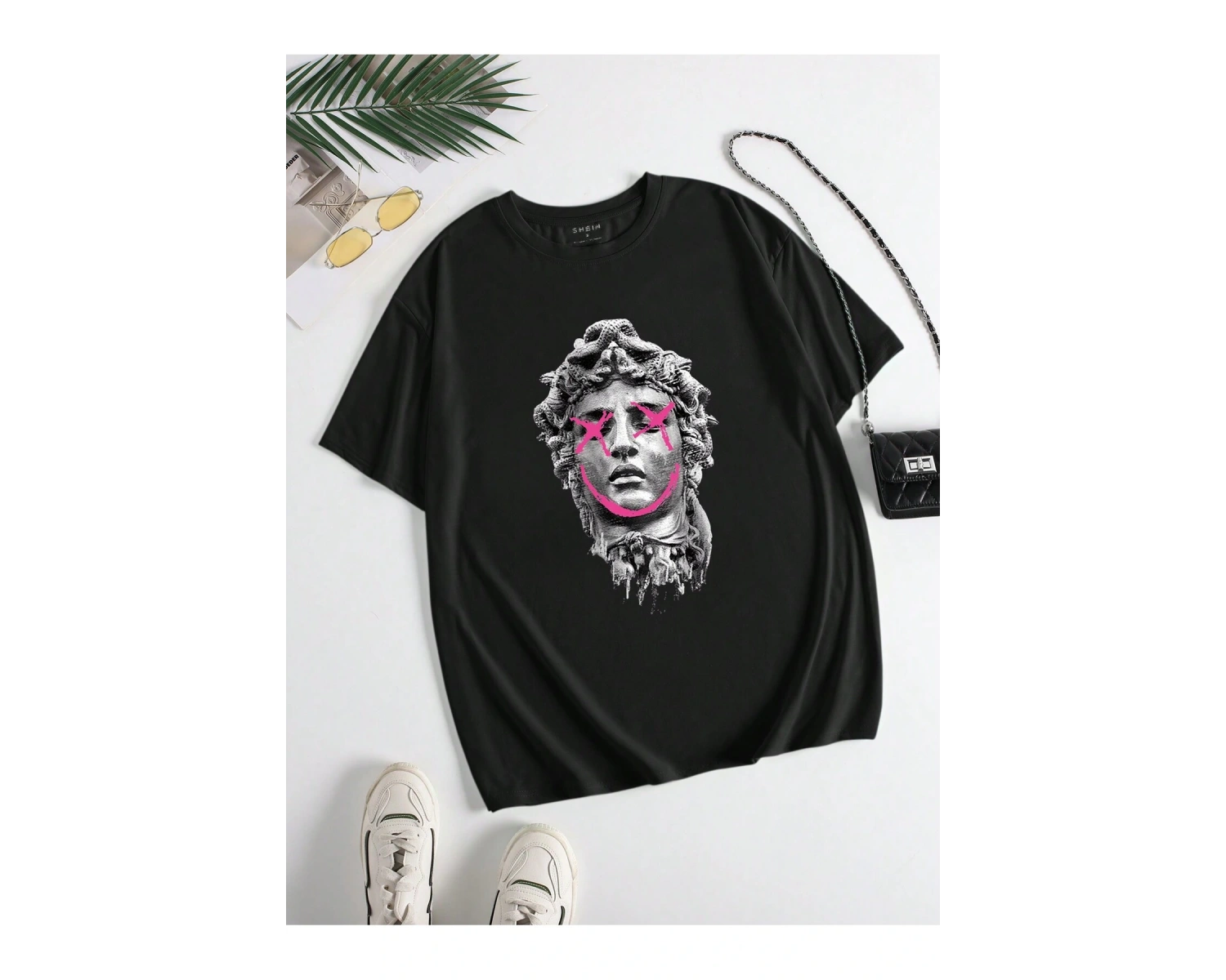 TOM & JERRY X Sloganlı ve Karikatür Grafikli Düşük Omuzlu Oversize Tişört