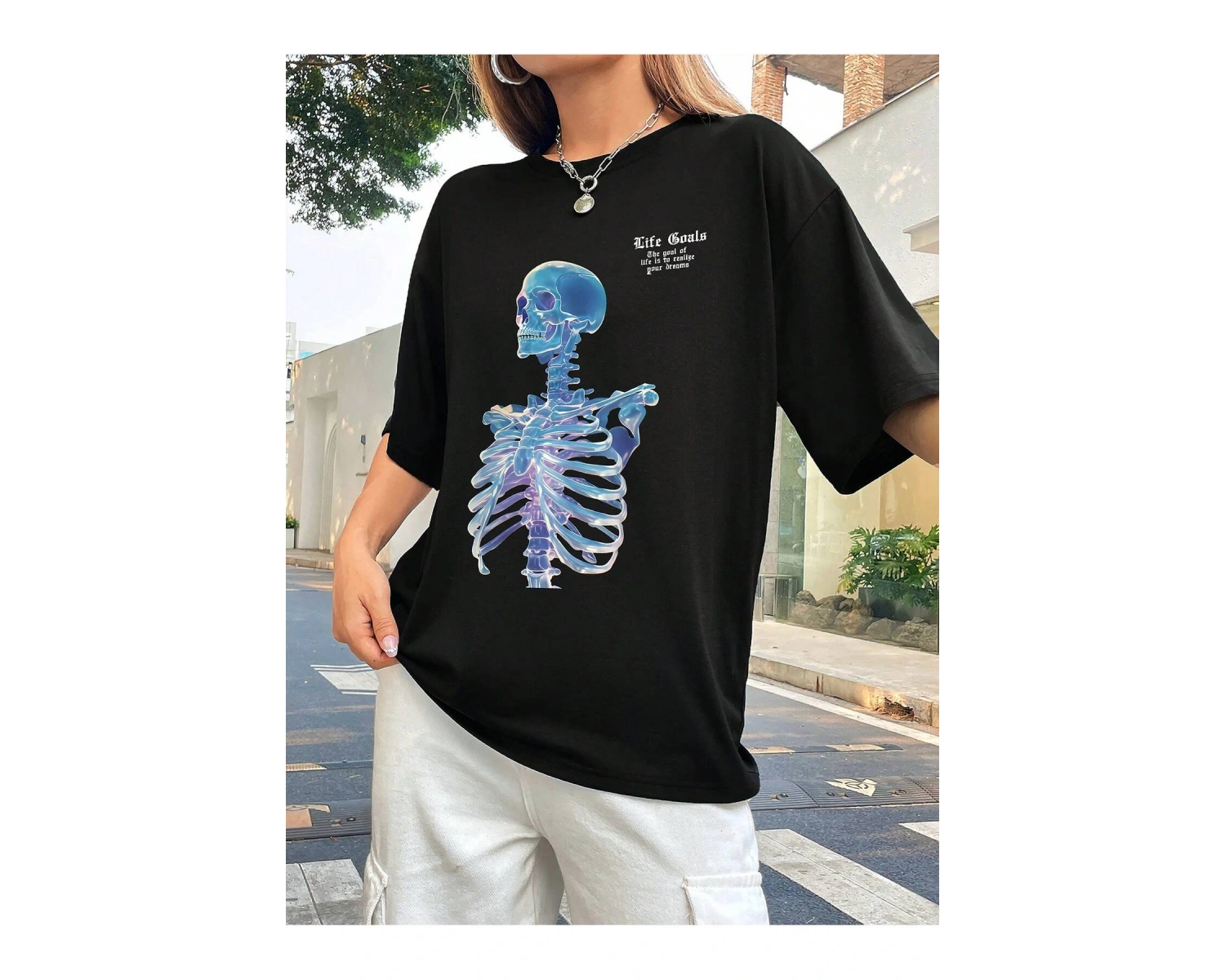 TOM & JERRY X Sloganlı ve Karikatür Grafikli Düşük Omuzlu Oversize Tişört