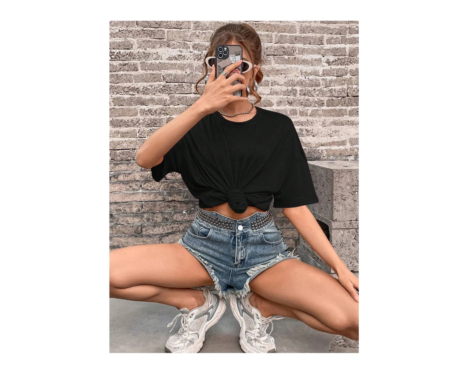 TOM & JERRY X Sloganlı ve Karikatür Grafikli Düşük Omuzlu Oversize Tişört