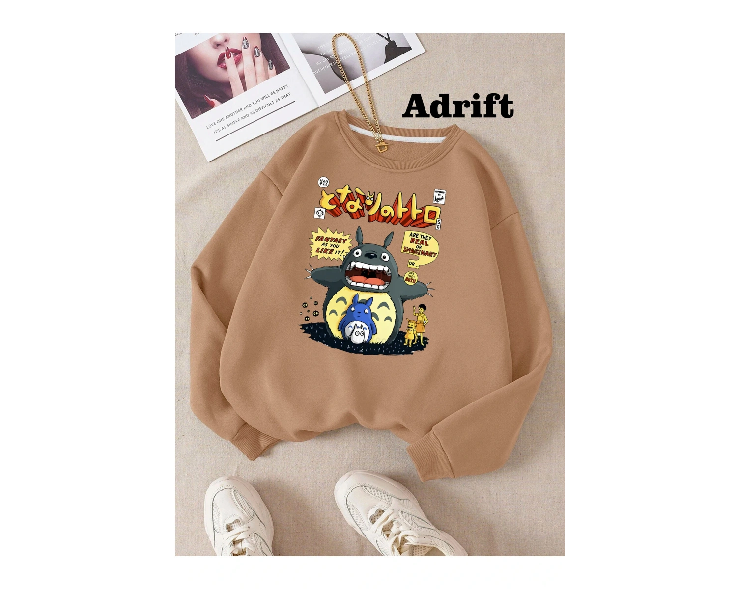 Totoro Studio Ghibli Köstebek Sokak Trend Tasarım Harajuku/Gotik Bej