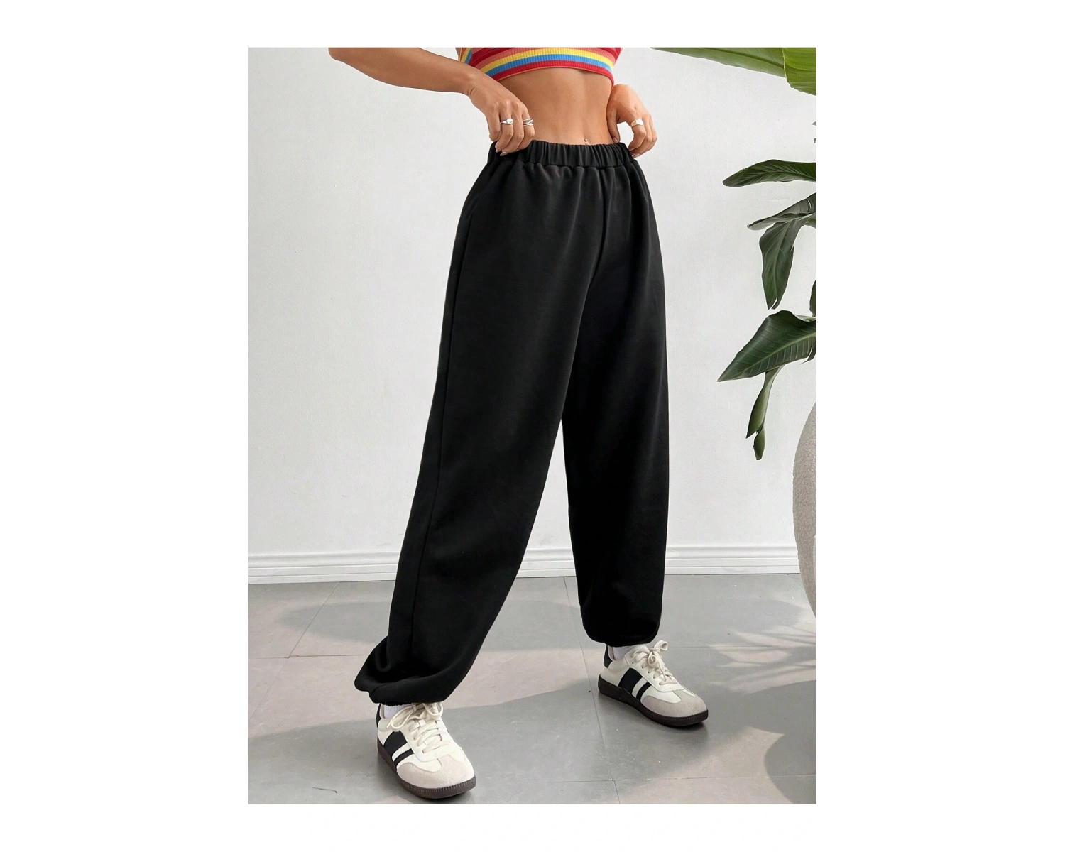 Trend Yüksek Bel Beyaz Joger Eşofman Altı