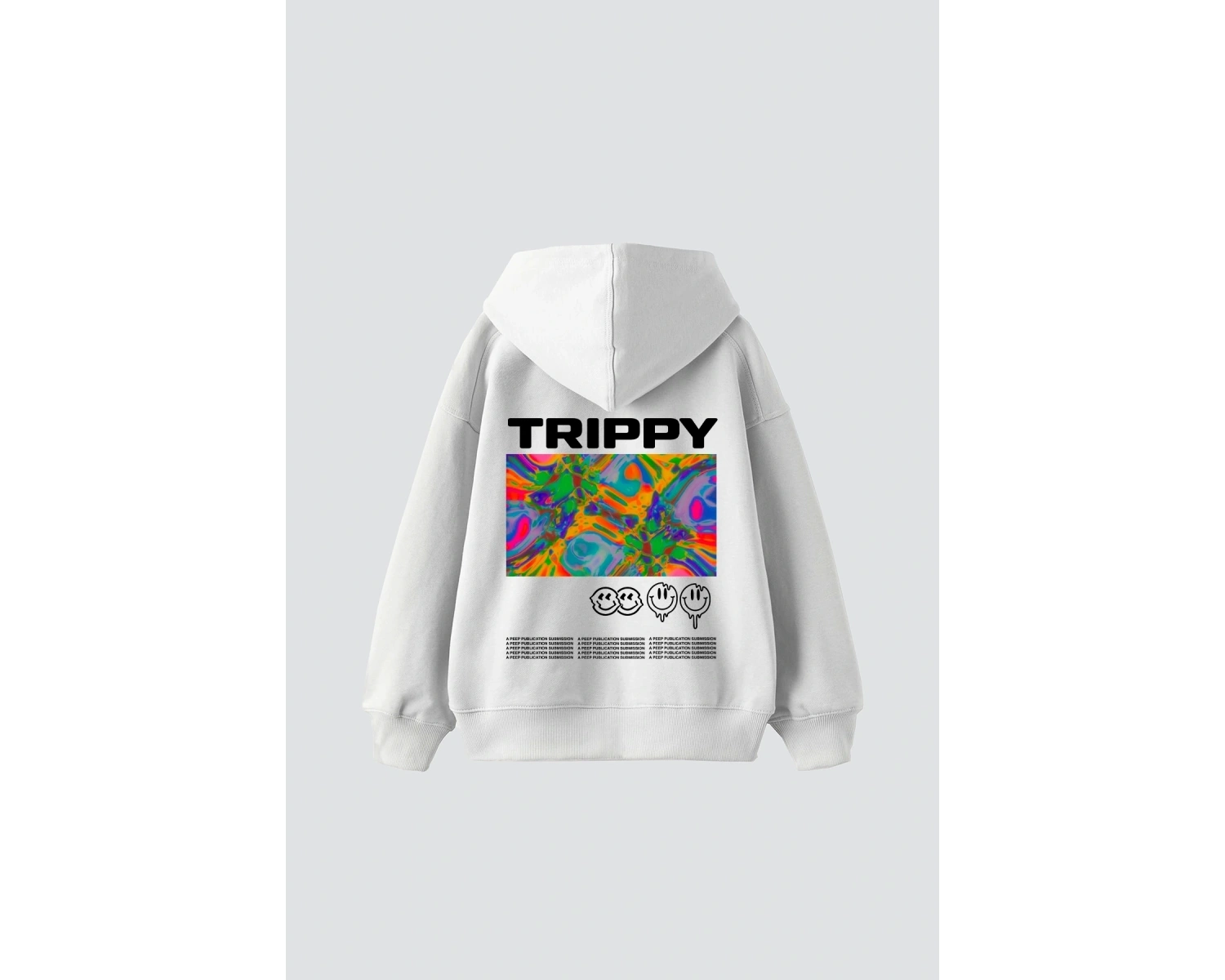 Trippy Baskılı Oversize Unisex Beyaz