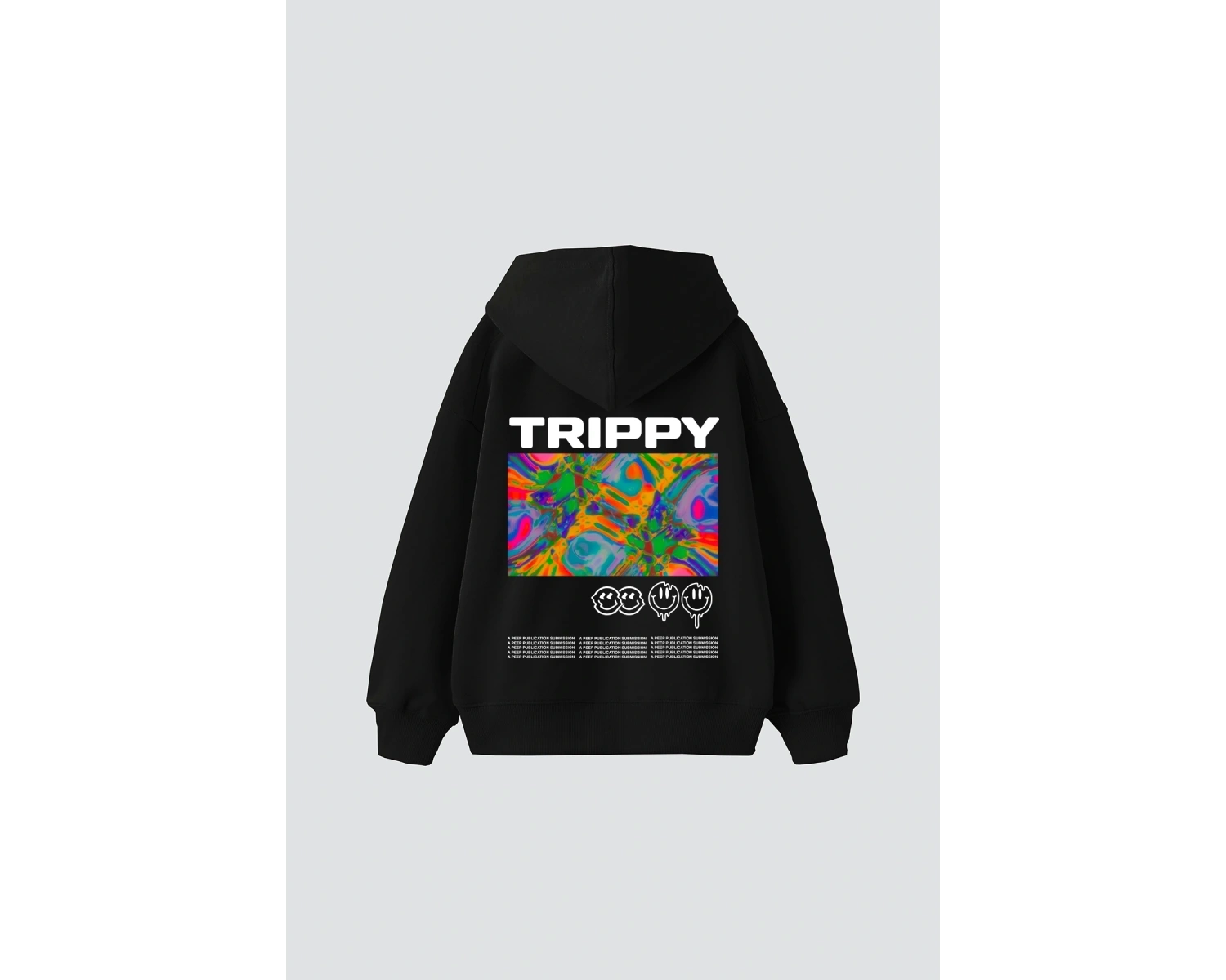Trippy Baskılı Oversize Unisex Beyaz