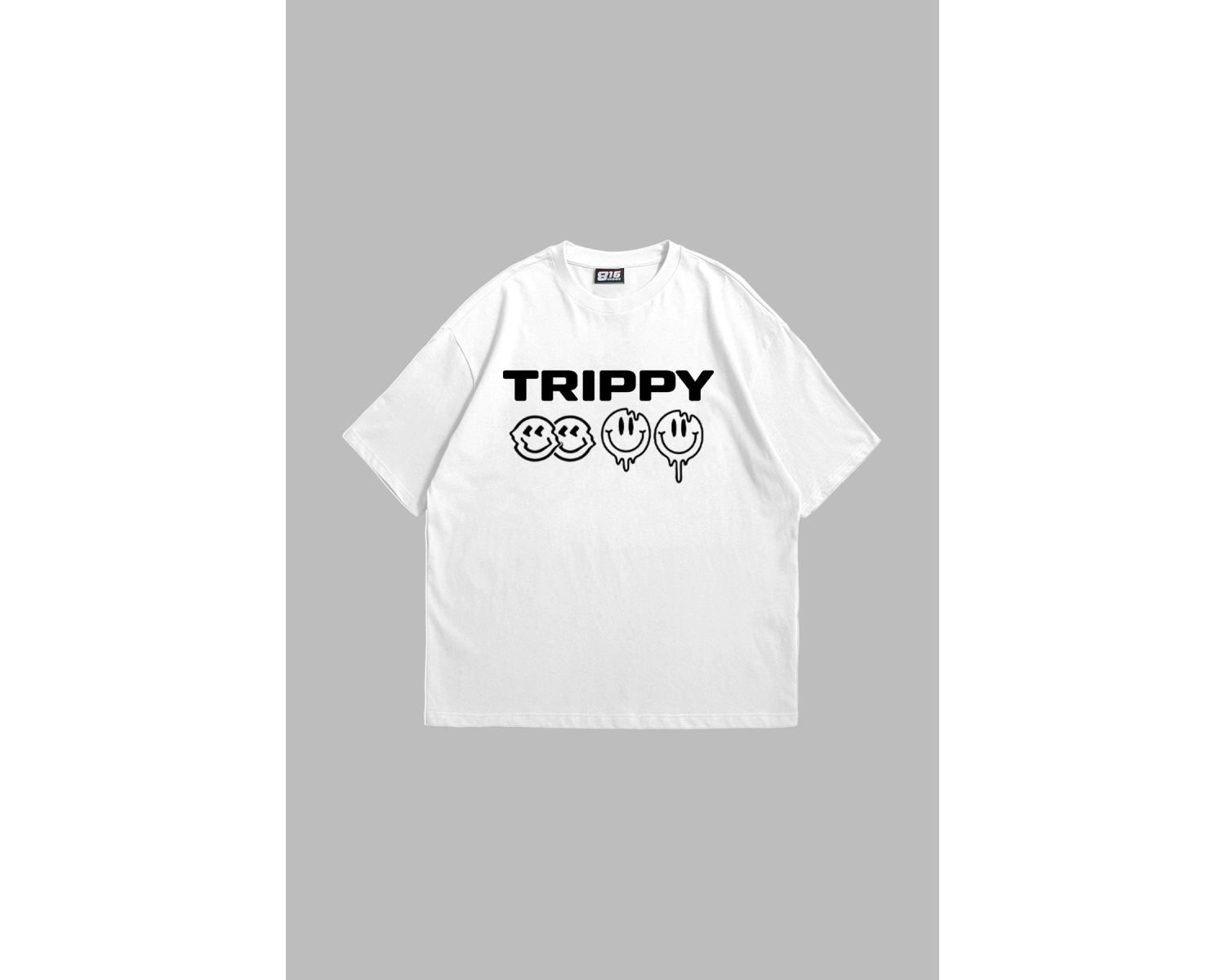 Trippy Baskılı Oversize Unisex Beyaz