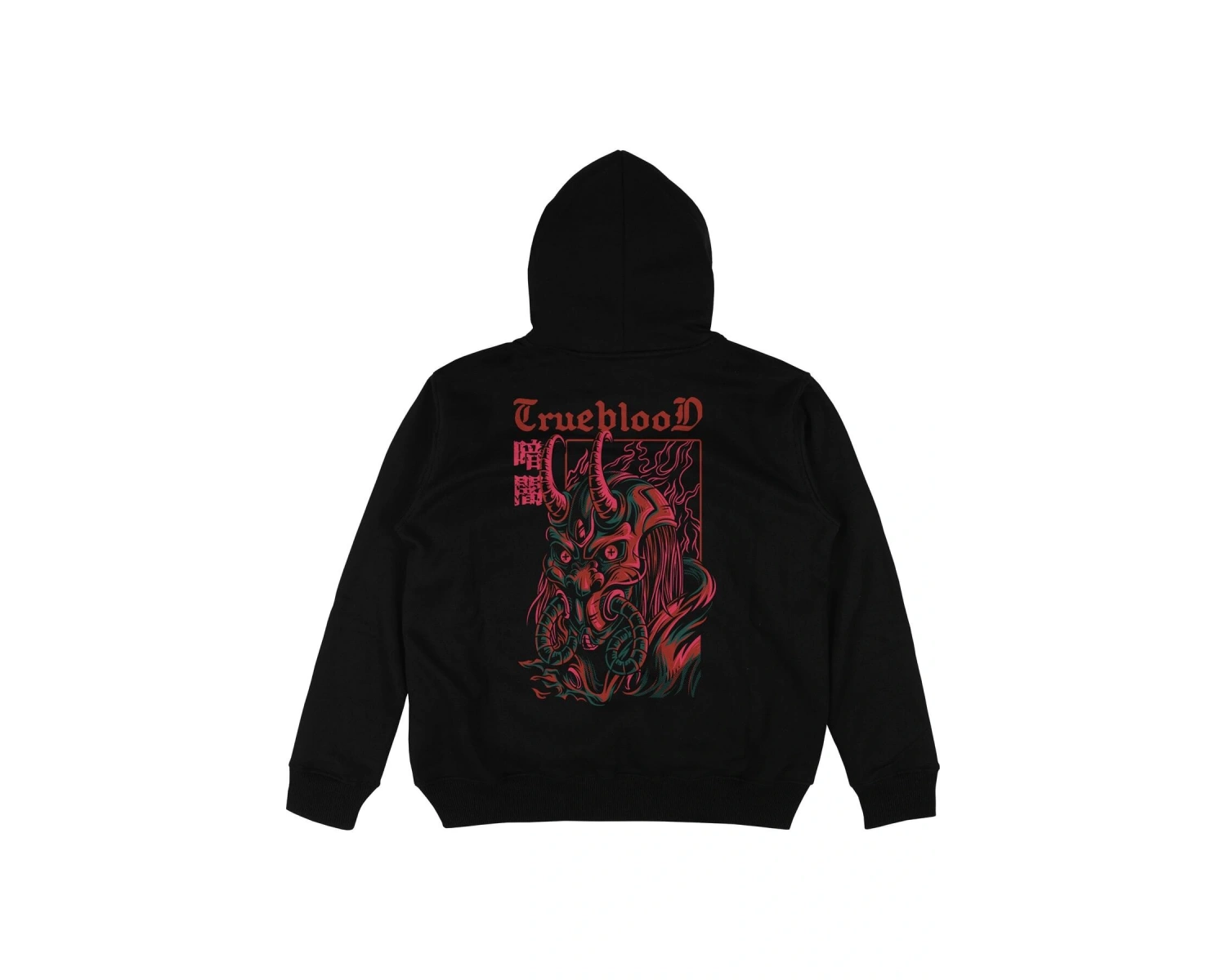 TrueBlood Siyah Oversize Unisex Kapüşonlu Sweatshirt Hoodie
