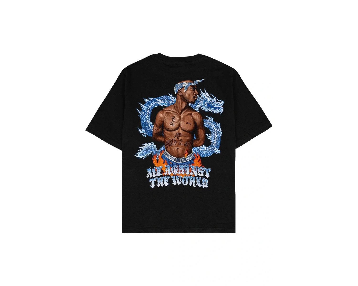 Tupac Siyah Oversize Unisex T-shirt