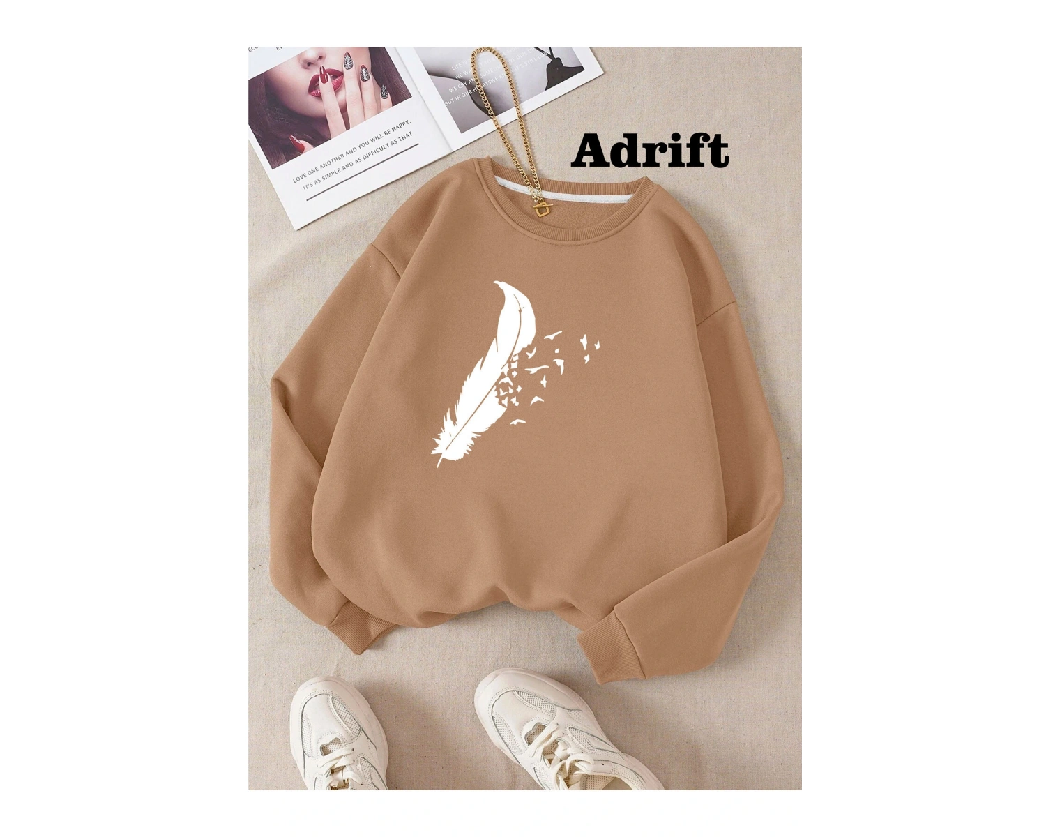 Tüy212 Köstebek Sokak Trend Tasarım Harajuku/Gotik Bej