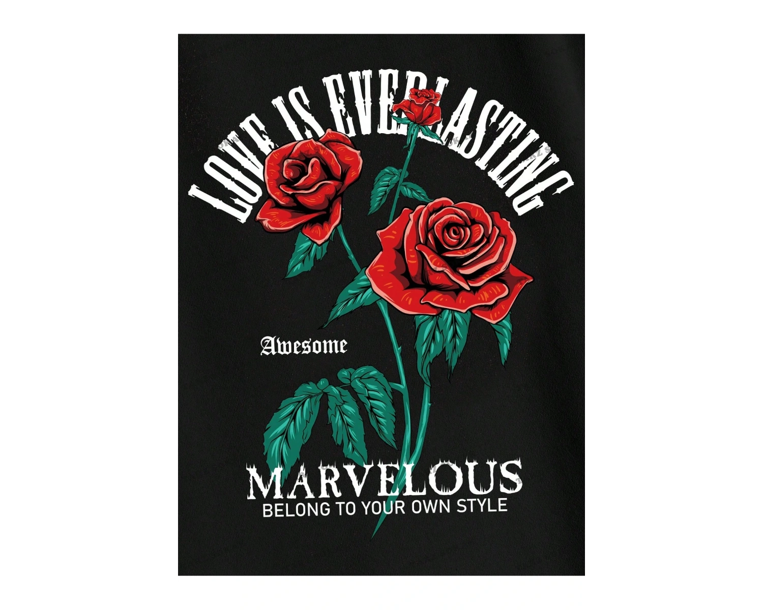 Uni?sex Bay/bayan Love Baskili Gül T-shirt