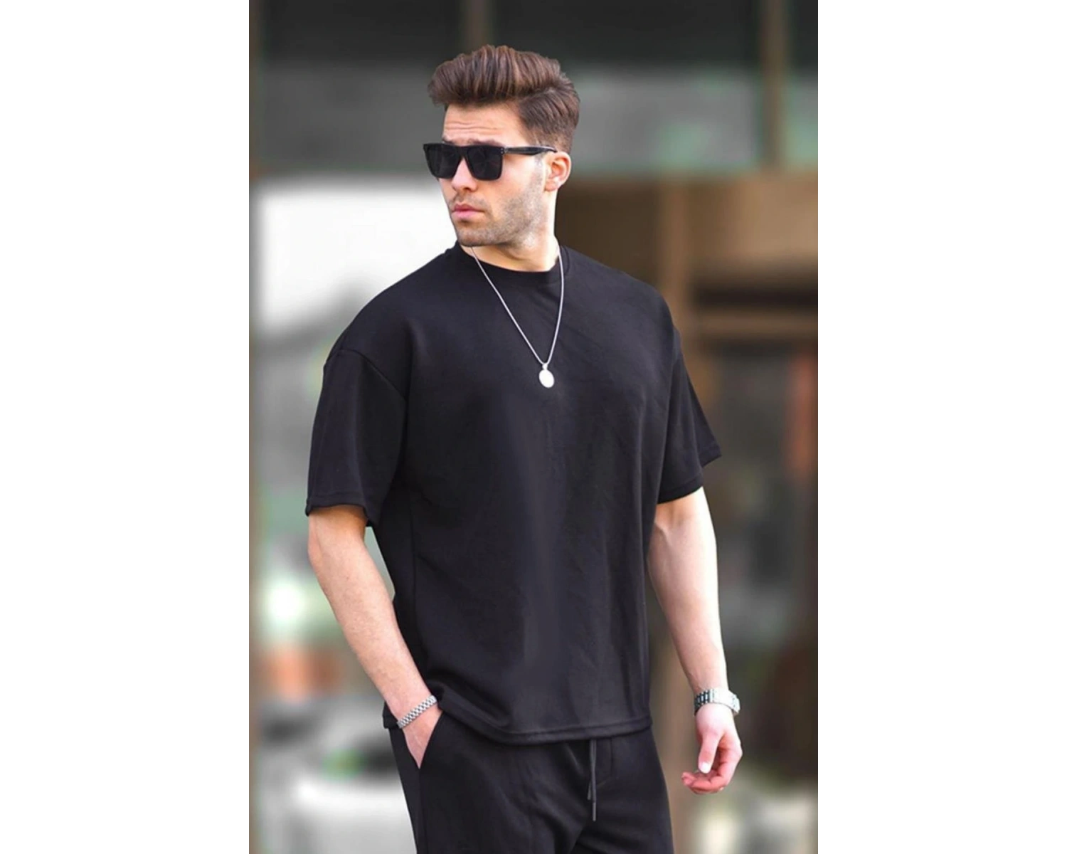 Unique----Erkek Oversize Penye Rahat Yazlık Kısa Kollu