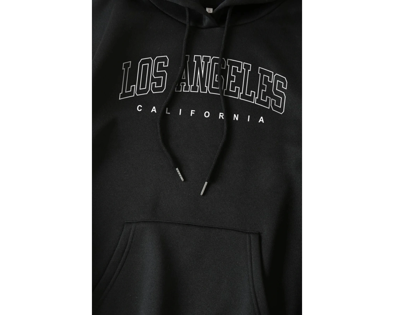 Unique----Unisex Beyaz Los Angeles Baskılı Kapüşonlu Oversize Sweatshirt