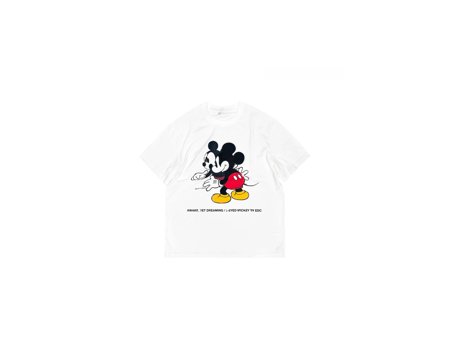 Unique----Unisex Kadın Erkek Mickey Mous Özel Baskılı Oversize Pamuk Penye T-shirt Beyaz