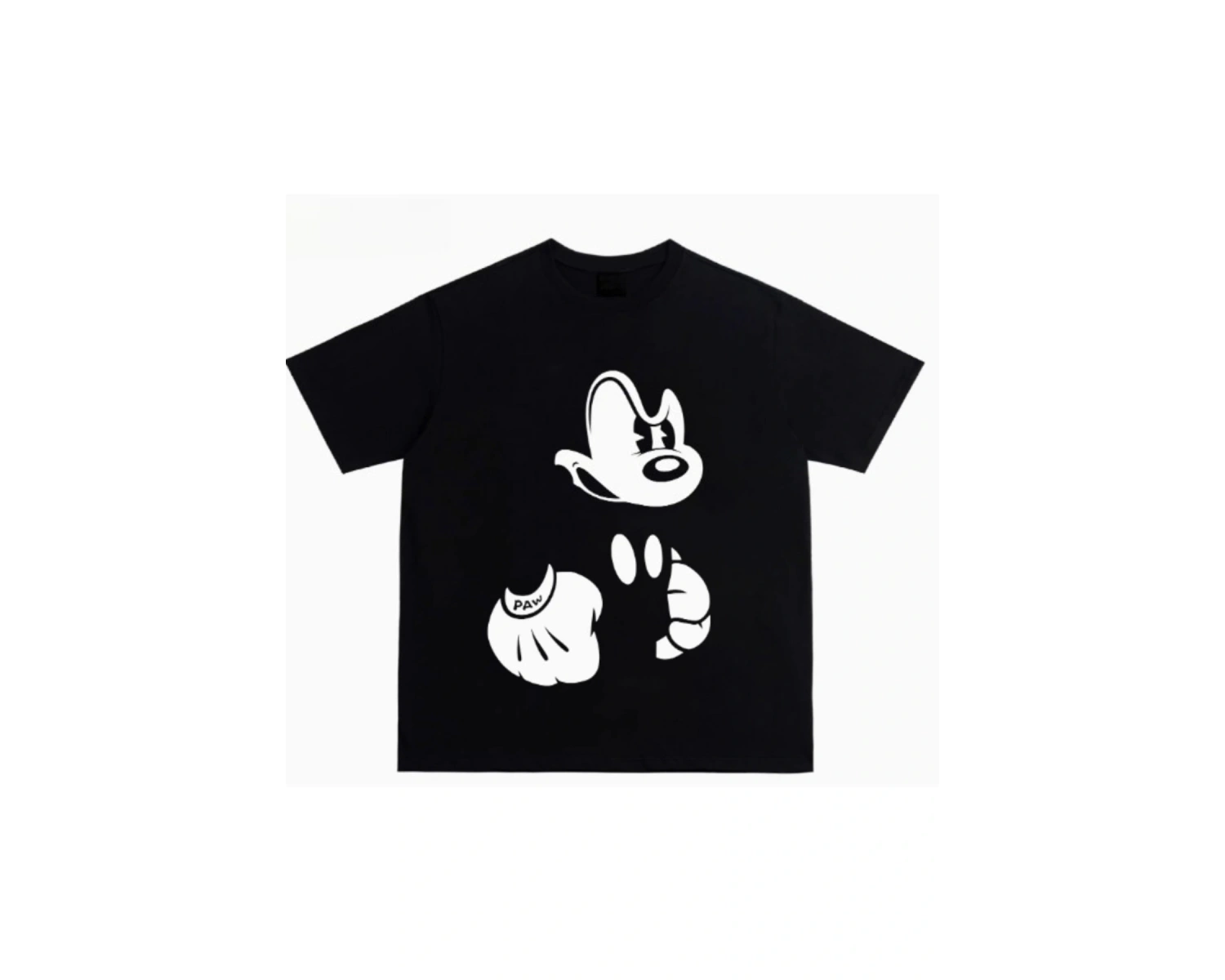 Unique----Unisex Kadın Erkek Mickey Mous Özel Baskılı Oversize Pamuk Penye T-shirt Siyah