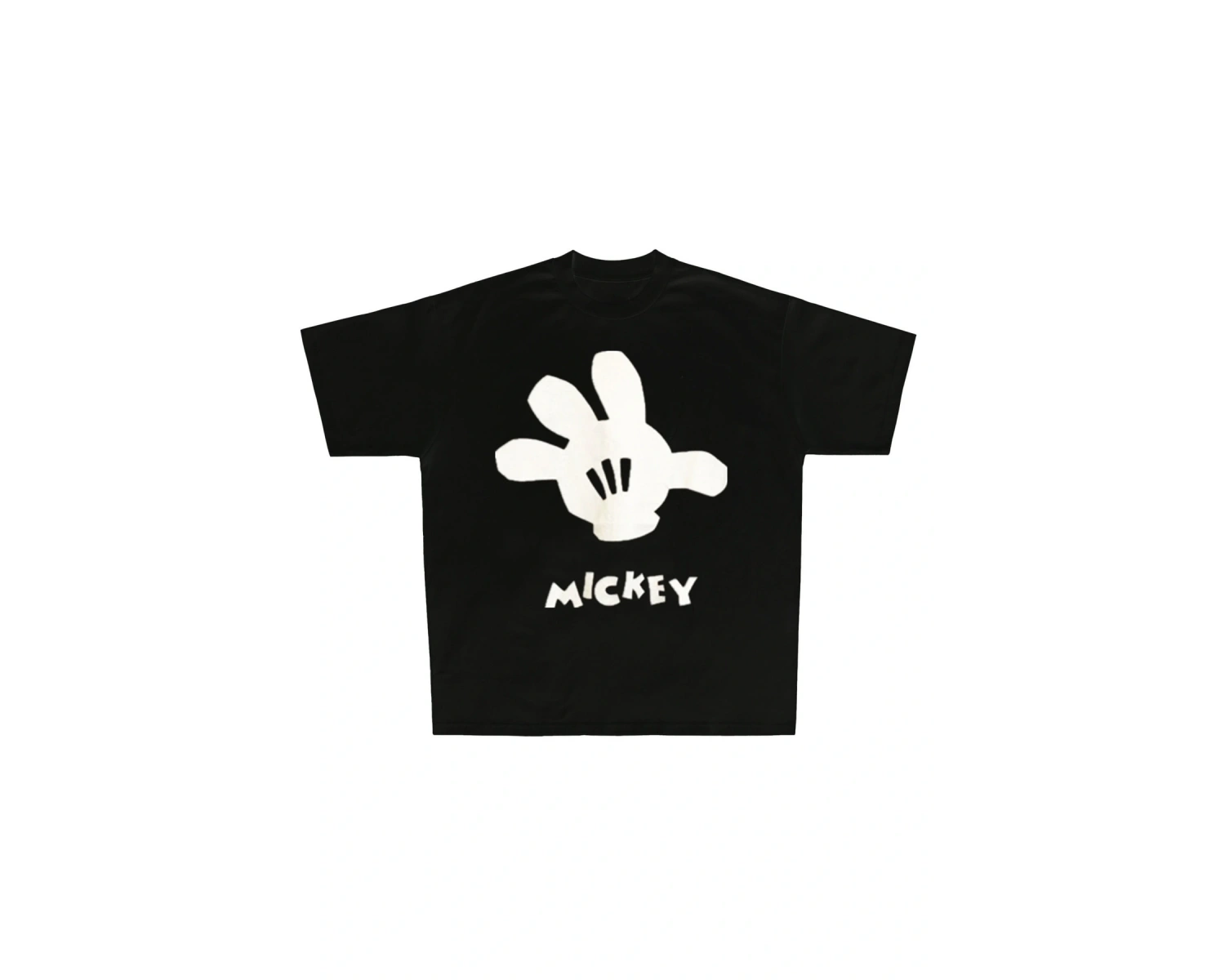 Unique----Unisex Kadın Erkek Mickey Mous Özel Baskılı Oversize Pamuk Penye T-shirt Siyah