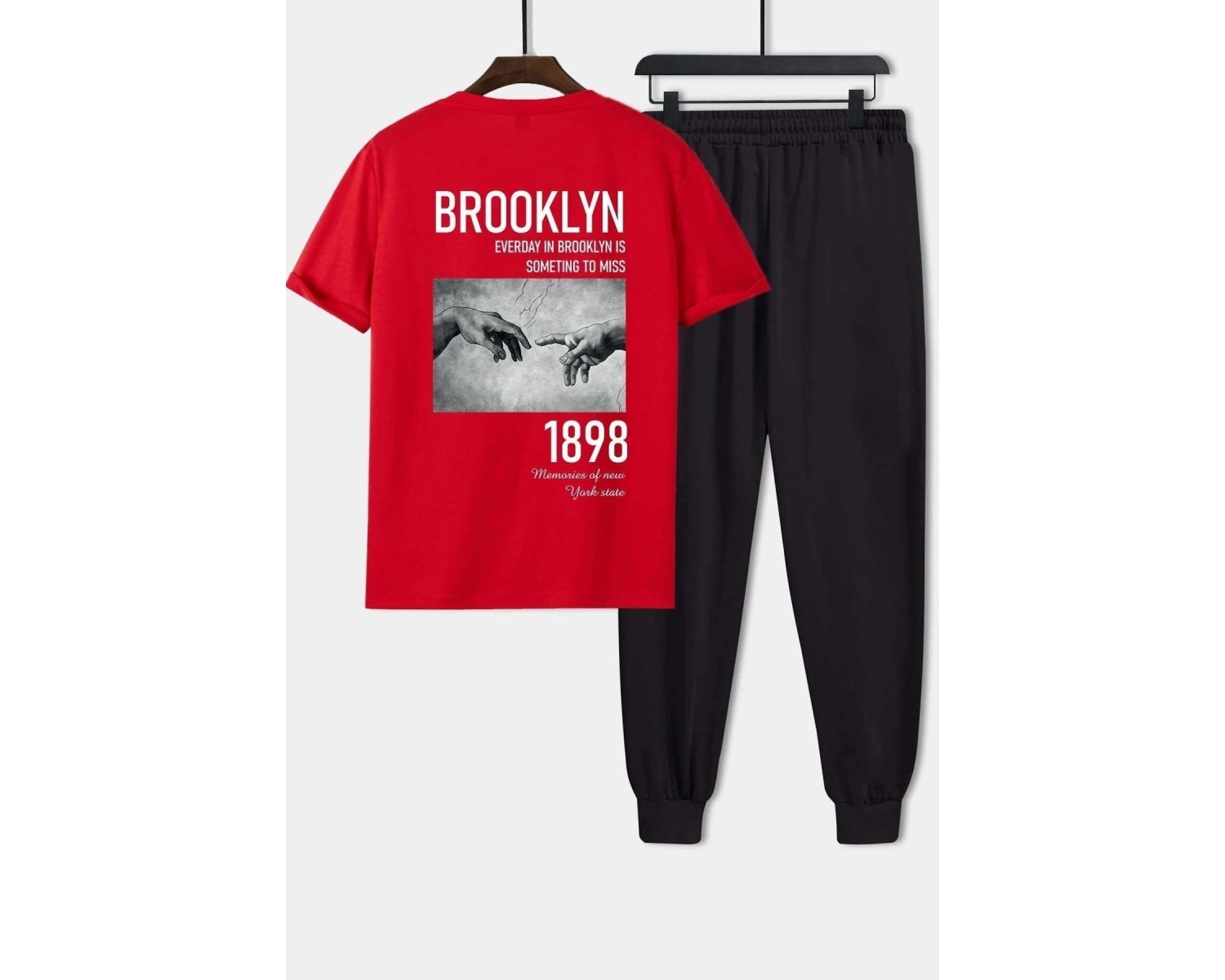 Unisex 1898 Brooklyn Baskılı 2li Eşofman Takımı Tsh-sıyah-1898-esh-düz