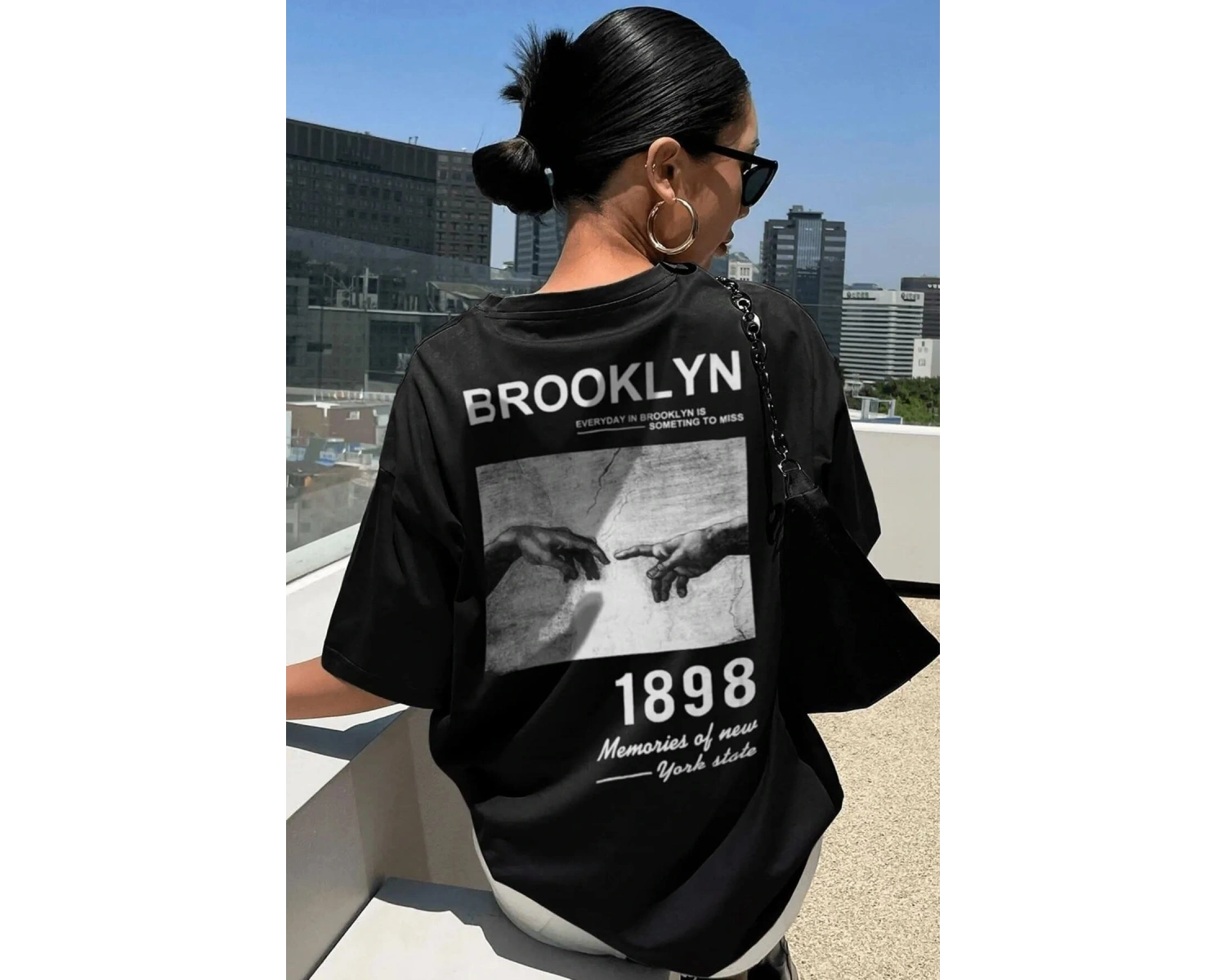 Unisex 1898 Brooklyn Baskılı T-shirt