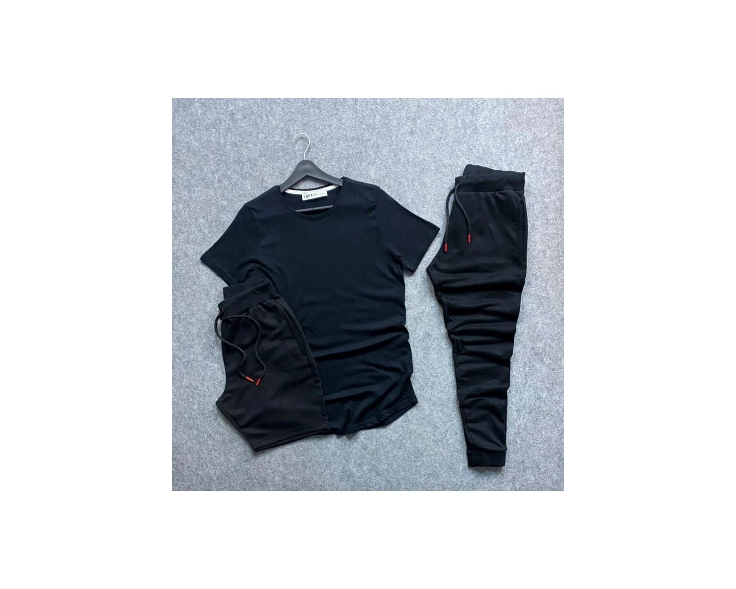 Unisex 3ü Bir Arada Spor Eşortman Takımı Ve Şort Siyah