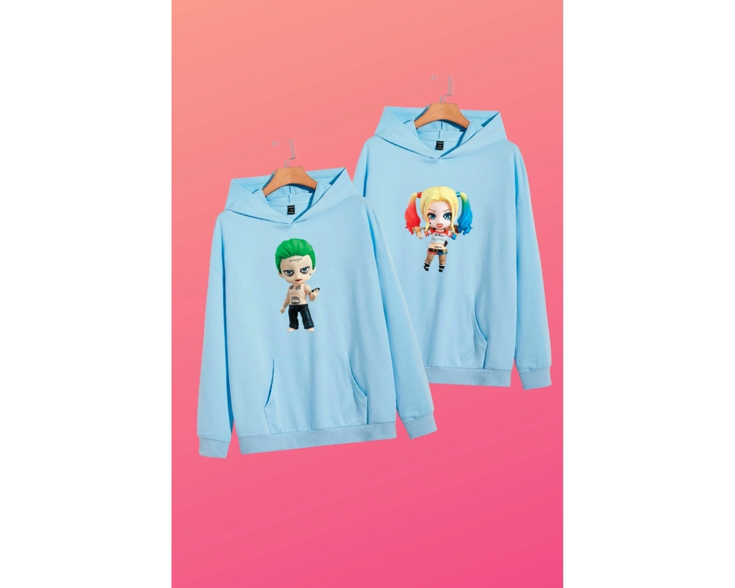 Unisex Açık Mavi Harley Quinn Baskılı Sevgili Kombini 2li Set benisengiydirjok