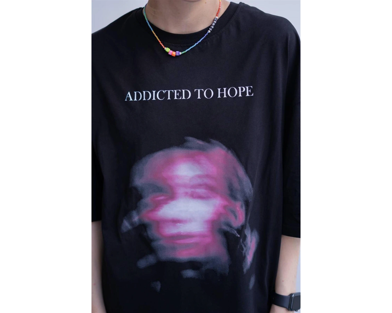 Unisex Addicted To Hope Tshirt Siyah