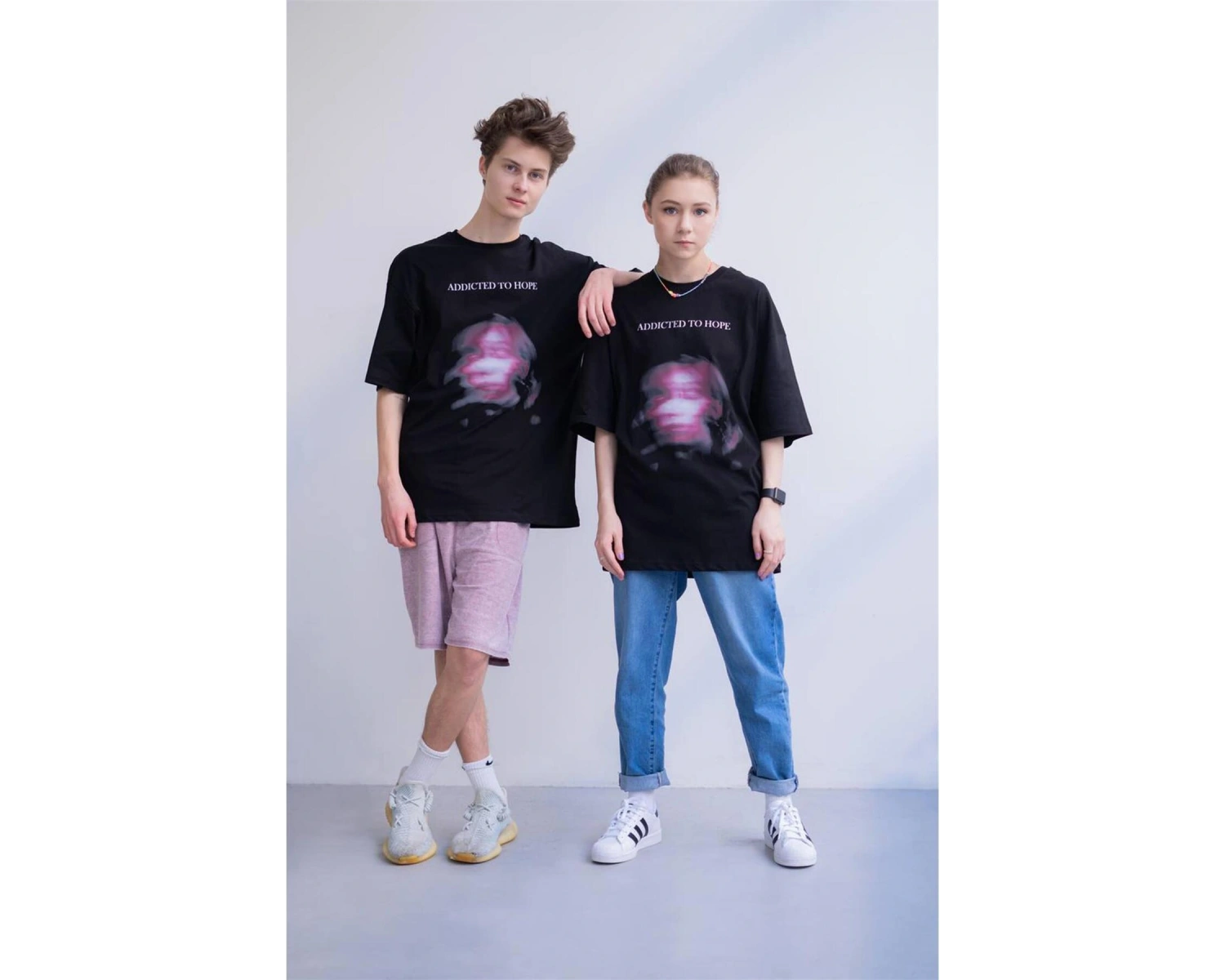 Unisex Addicted To Hope Tshirt Siyah