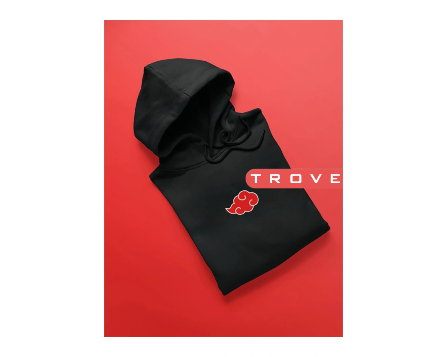 Unısex Akatsuki Naruto Sembol Ön Arka Sırt Baskılı Kapüşonlu %100 Pamuk Sweatshirt