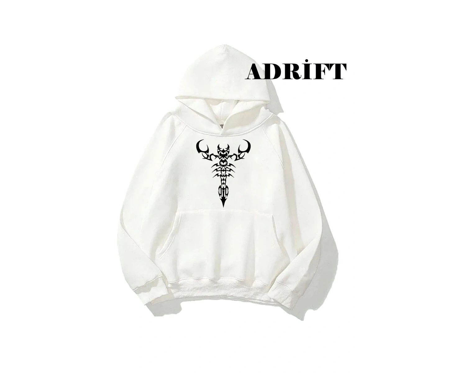 Unisex Akrep Sweatshirt Hoodie Kapşonlu Beyaz