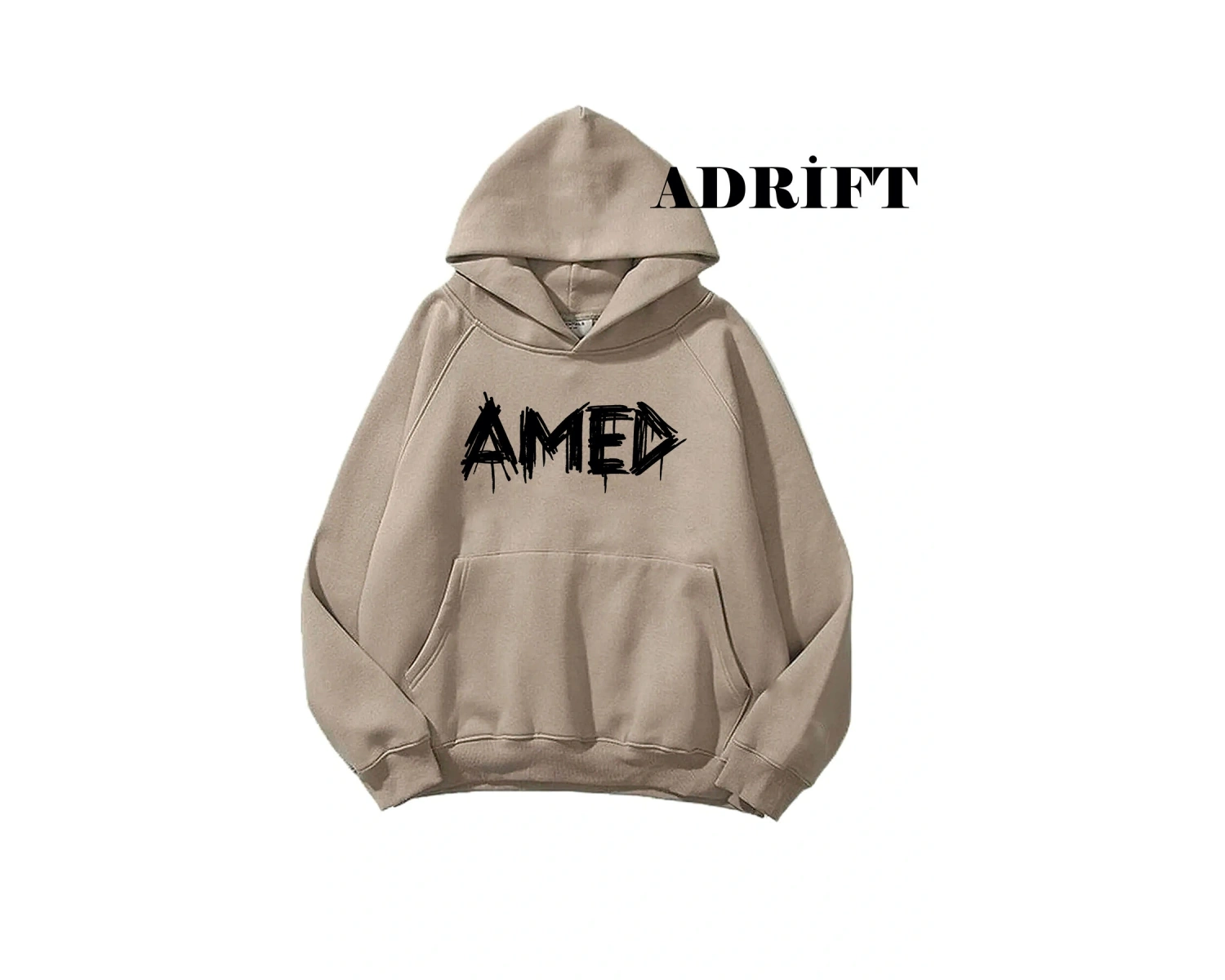 Unisex Amed Sweatshirt Hoodie Kapşonlu Bej