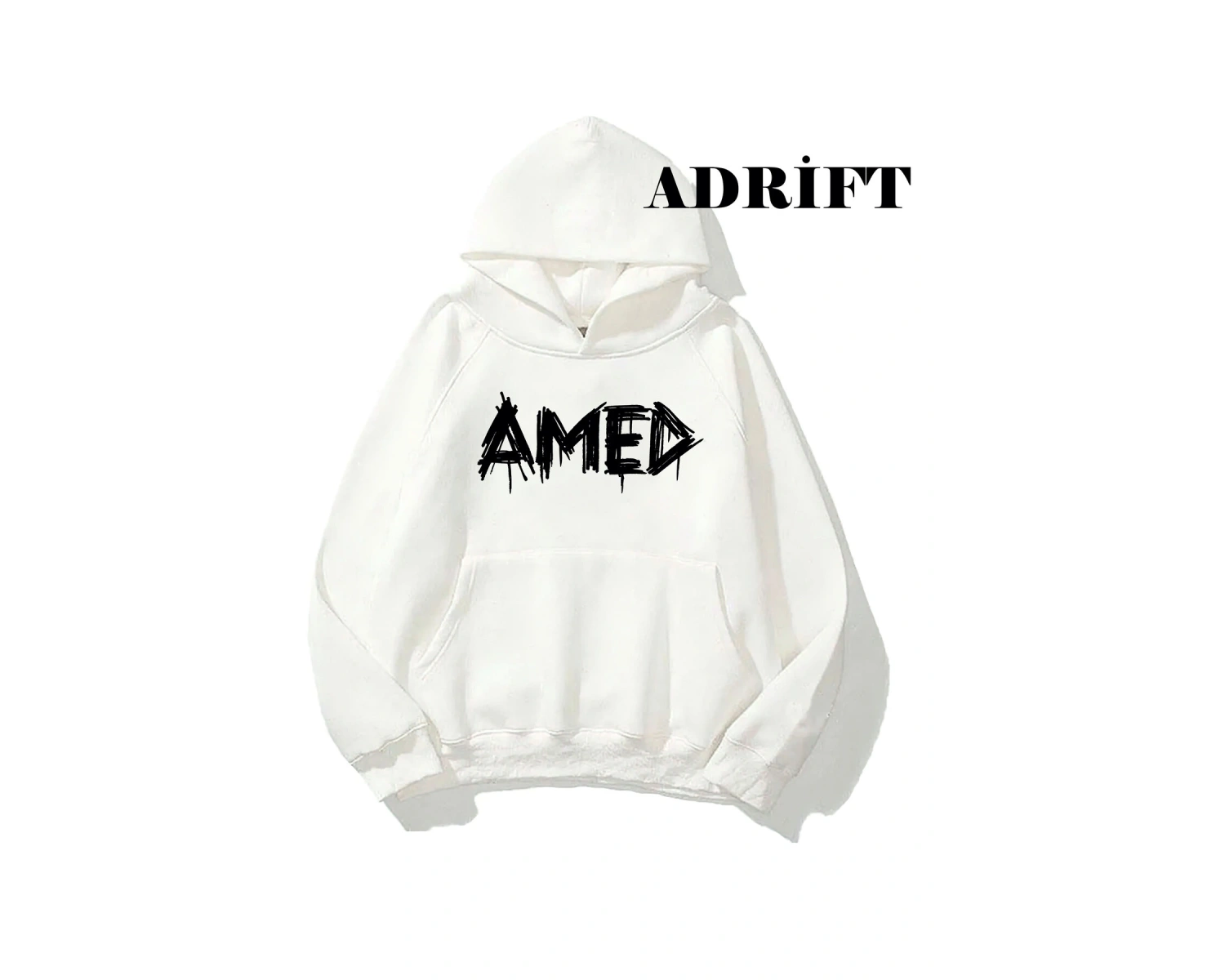 Unisex Amed Sweatshirt Hoodie Kapşonlu Beyaz