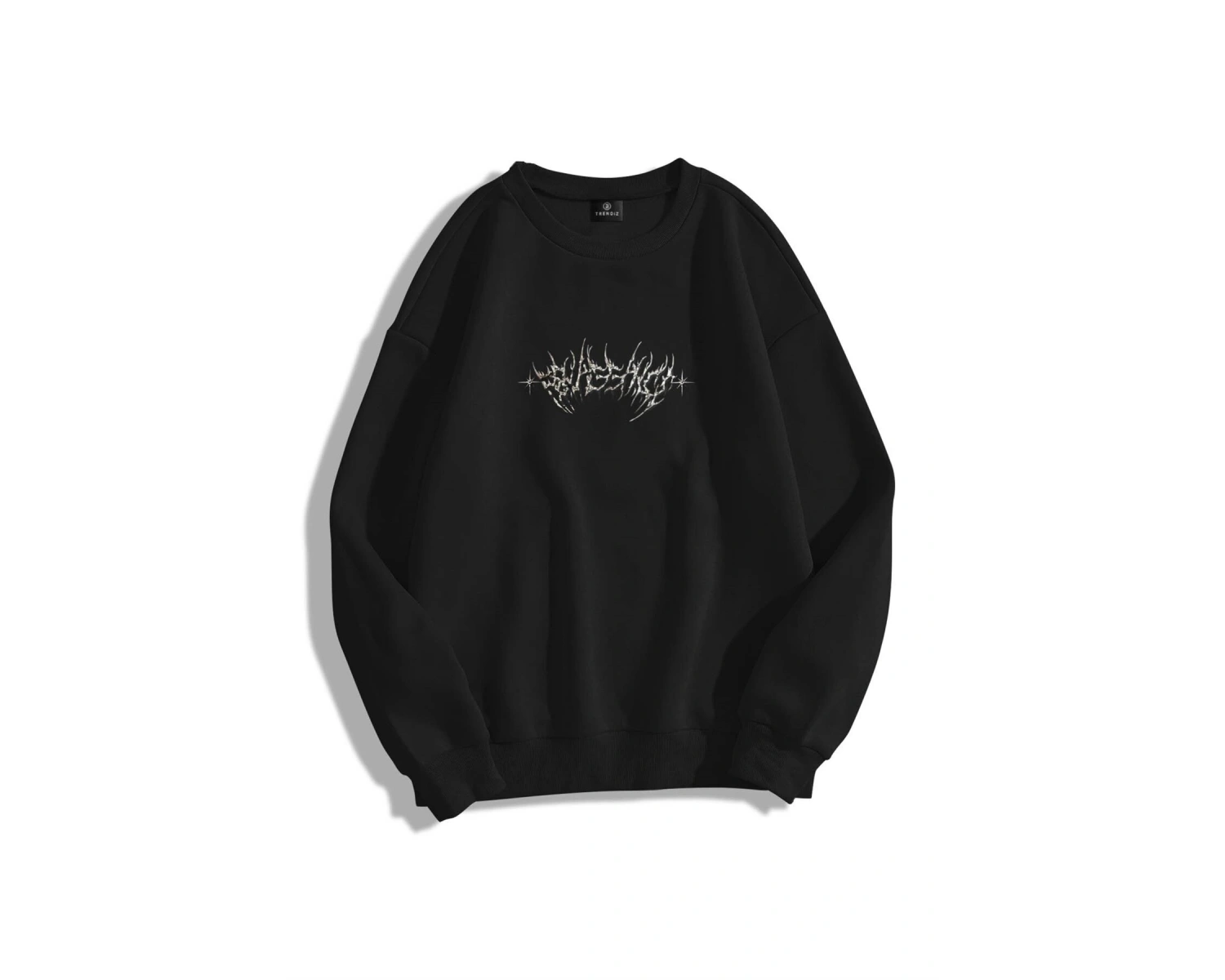 Unisex Angel Bisiklet Yaka Sweatshirt Siyah