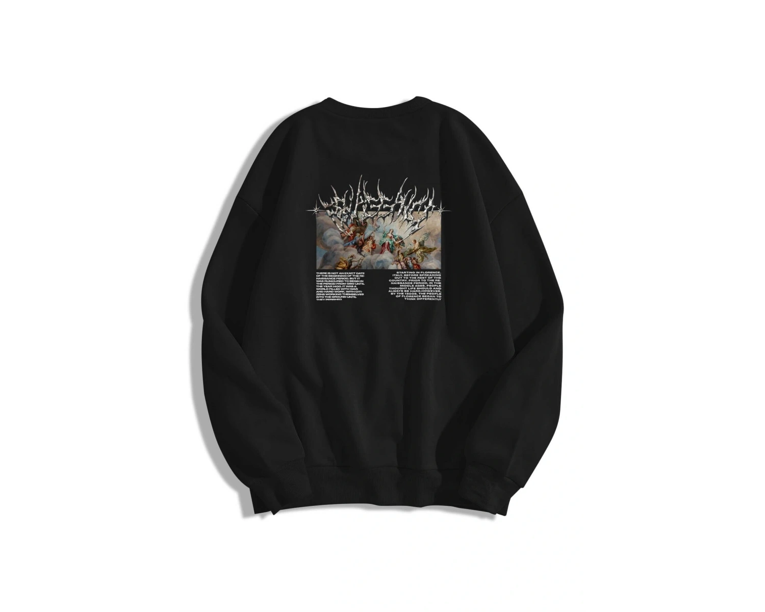 Unisex Angel Bisiklet Yaka Sweatshirt Siyah