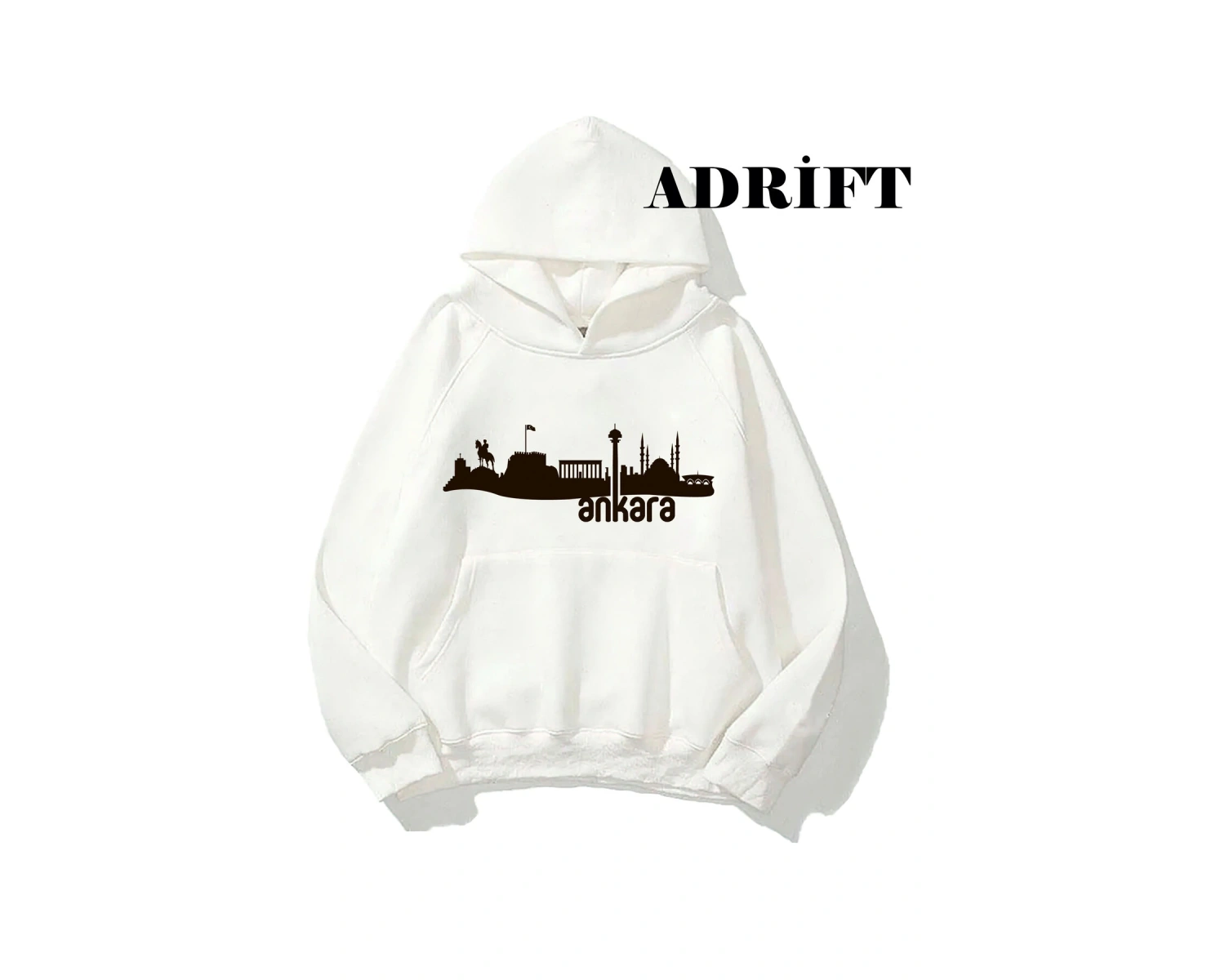 Unisex Ankara Sweatshirt Hoodie Kapşonlu Beyaz