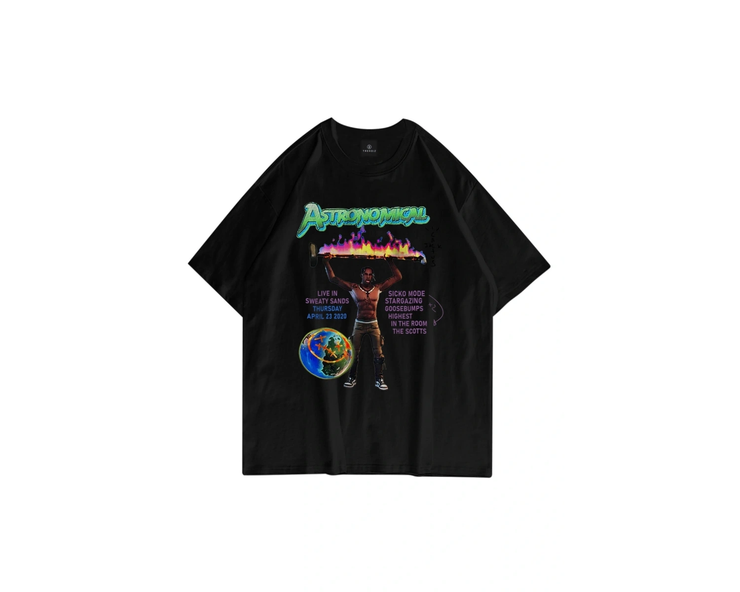 Unisex Astronomical 2020 Siyah Tshirt