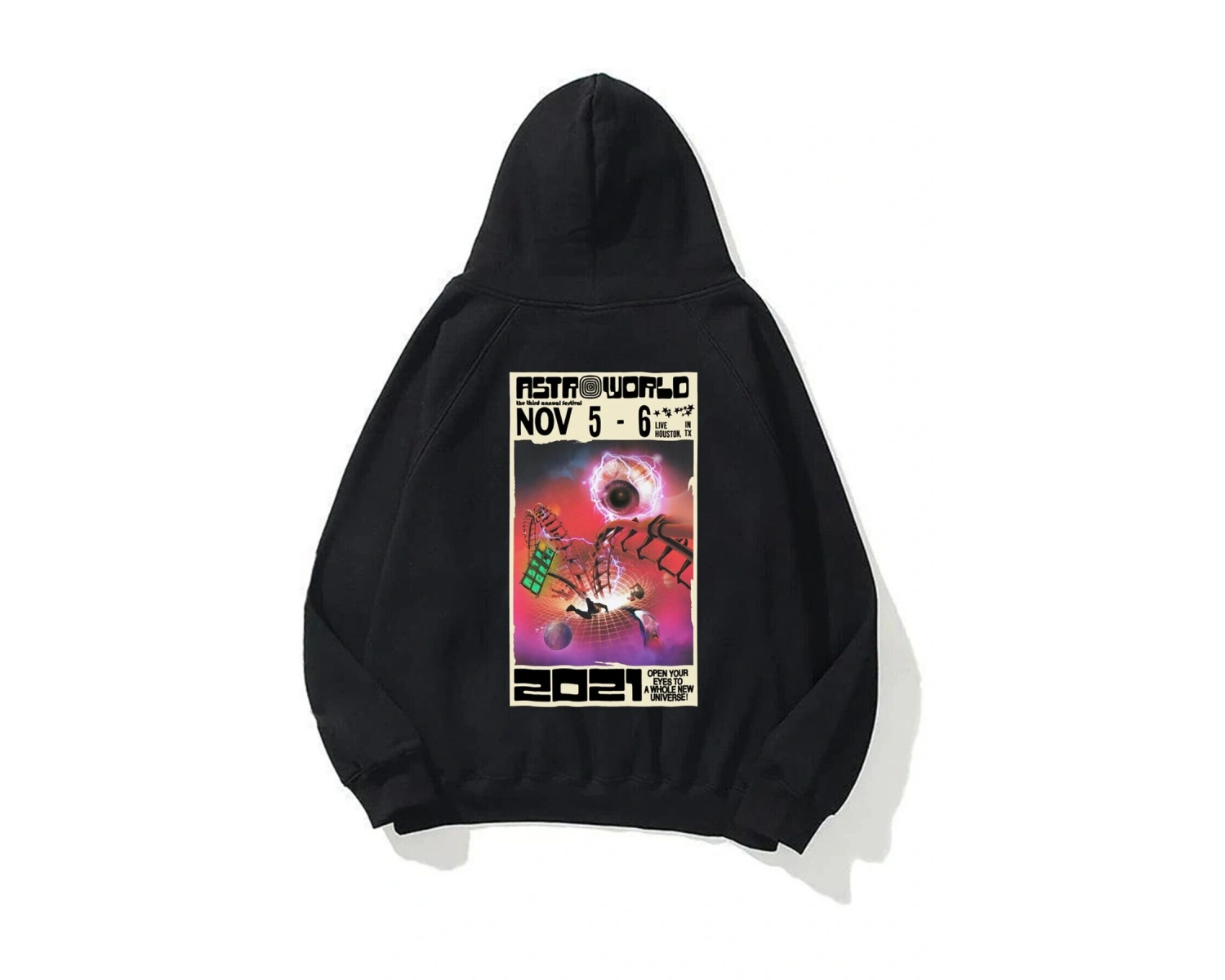 Unisex Astroworld 2021 Siyah Sweatshirt