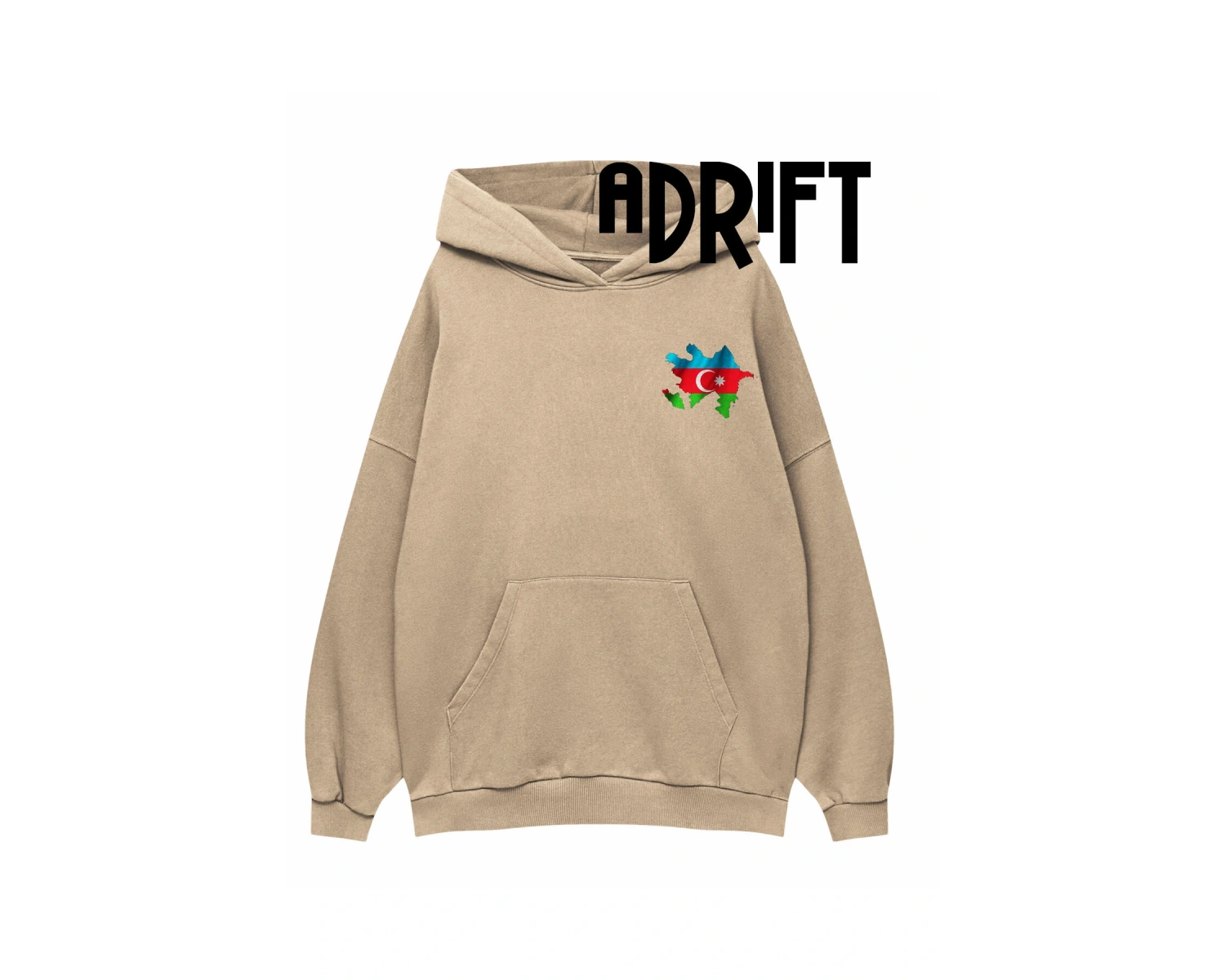 Unisex Azerbaycan 2 Özel Tasarım Swearshirt Hoodie Bej