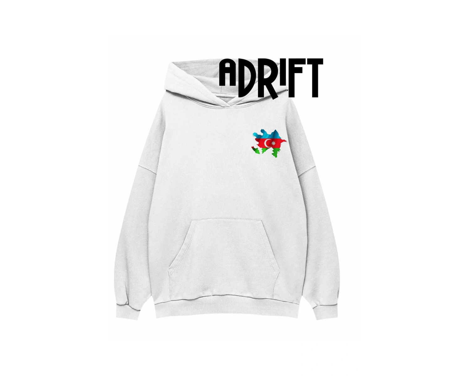 Unisex Azerbaycan 2 Özel Tasarım Swearshirt Hoodie Beyaz