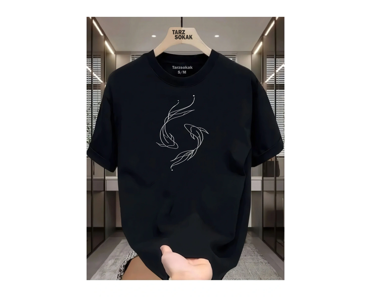 UNİSEX Balık Desen T-shirt