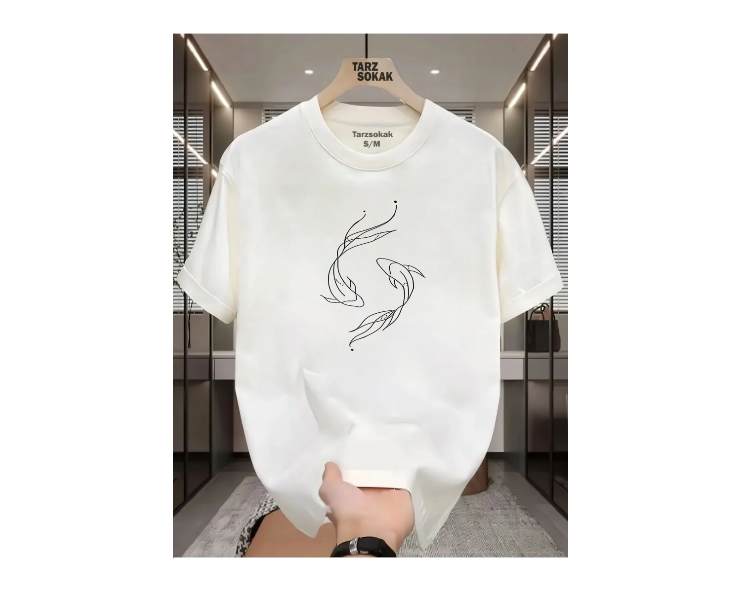 UNİSEX Balık Desen T-shirt