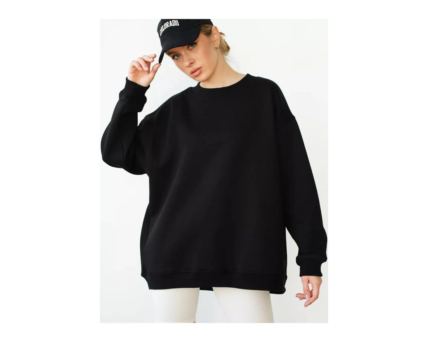 Unisex Basic Bisiklet Yaka Sweatshirt Gri