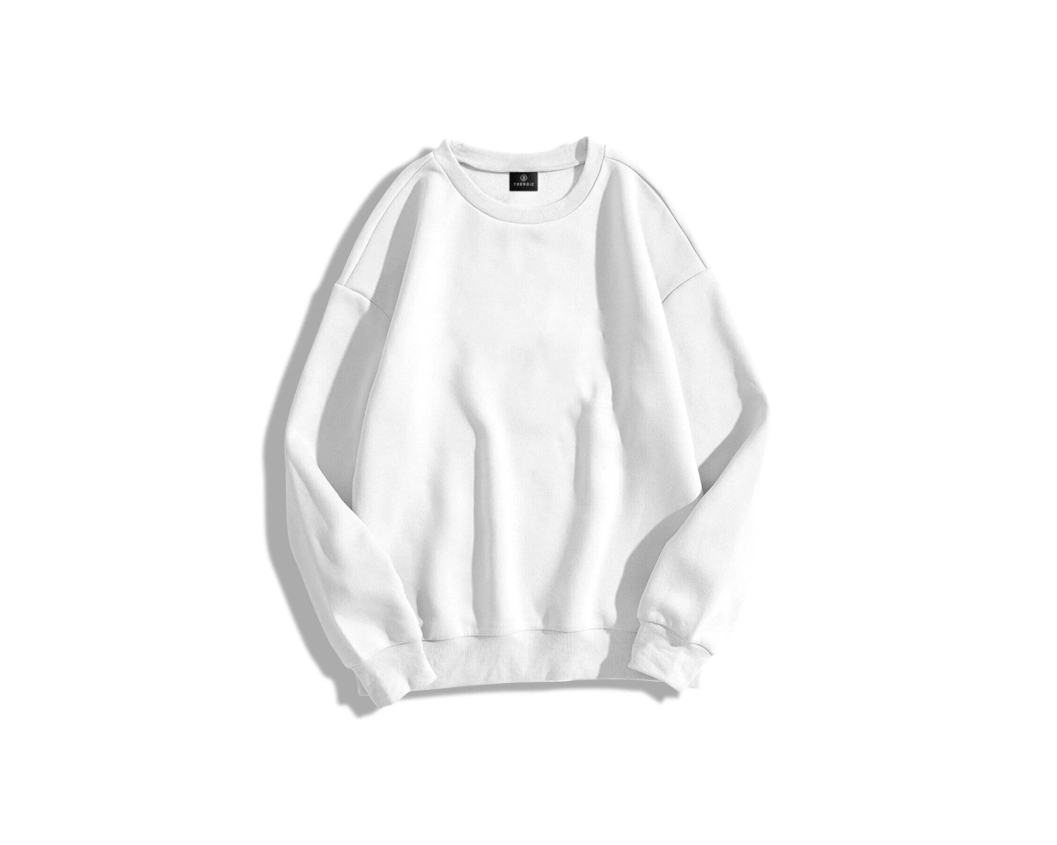 Unisex Basic Bisiklet Yaka Sweatshirt Trndz1418 Beyaz
