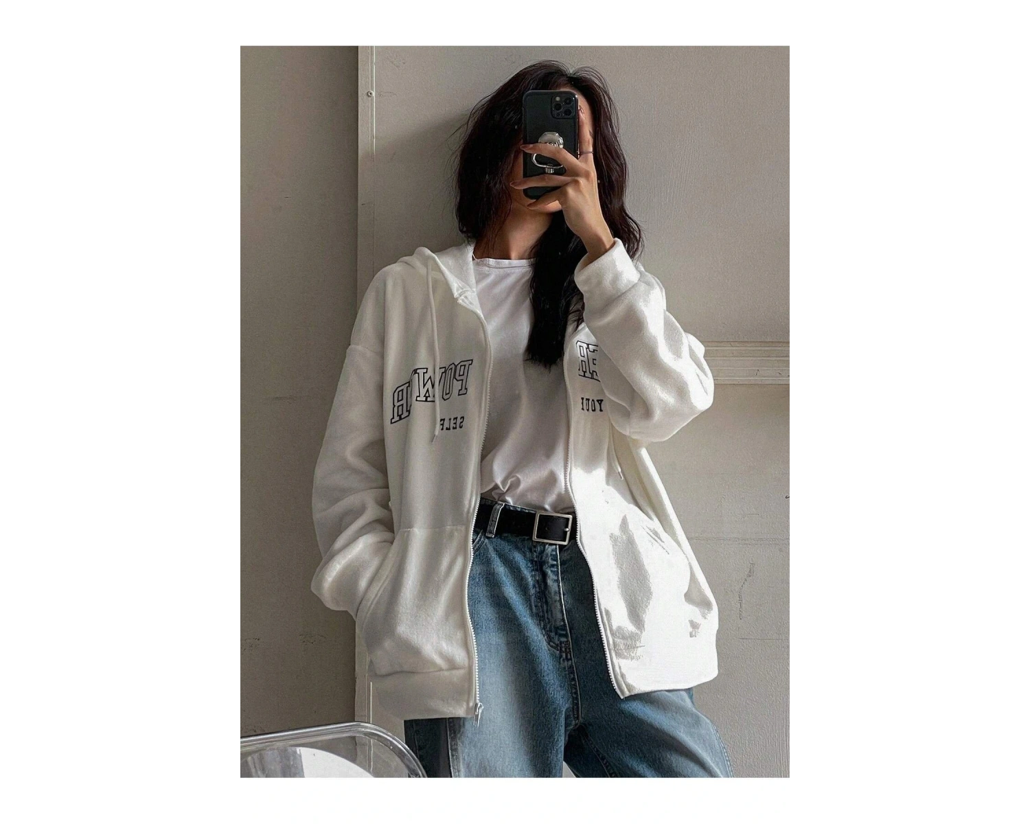 Ünisex Basic Slim Fit Kapüşonlu Fermuarlı Cepli Sweatshirt Bej Bej