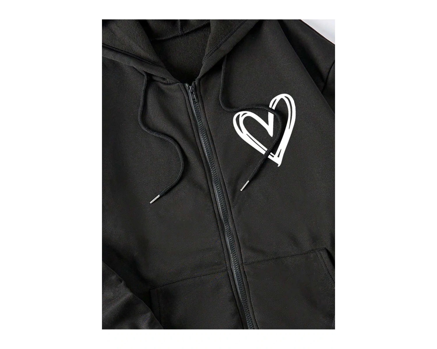 Ünisex Basic Slim Fit Kapüşonlu Fermuarlı Cepli Sweatshirt Nar Çiçeği Siyah