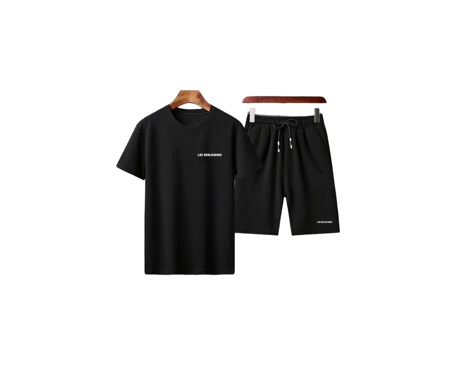 Unisex Baskılı Bisiklet Yaka Siyah Tişört Ve Siyah Bermuda Şort 2li Set Alt Üst